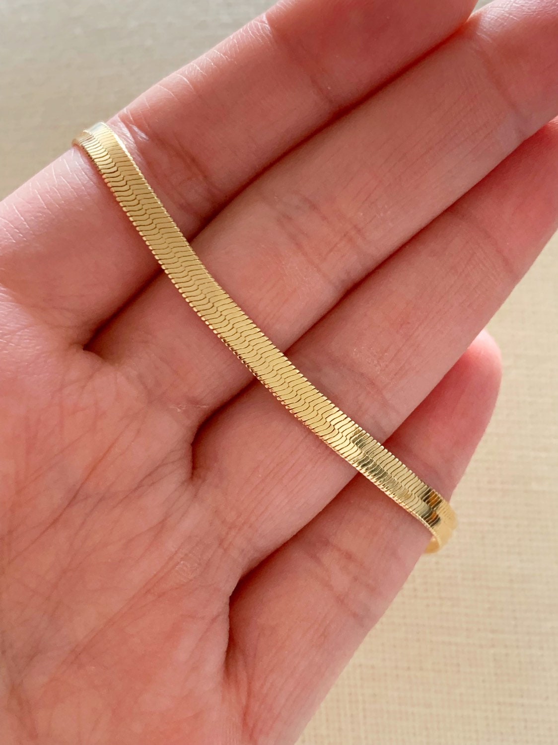 Gold Filled 4mm Engraved Herringbone Bracelet