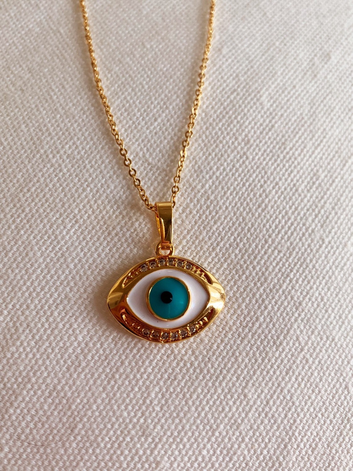 Gold Filled Evil Eye Charm Necklace