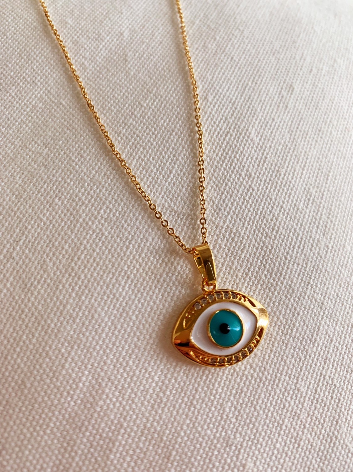 Gold Filled Evil Eye Charm Necklace