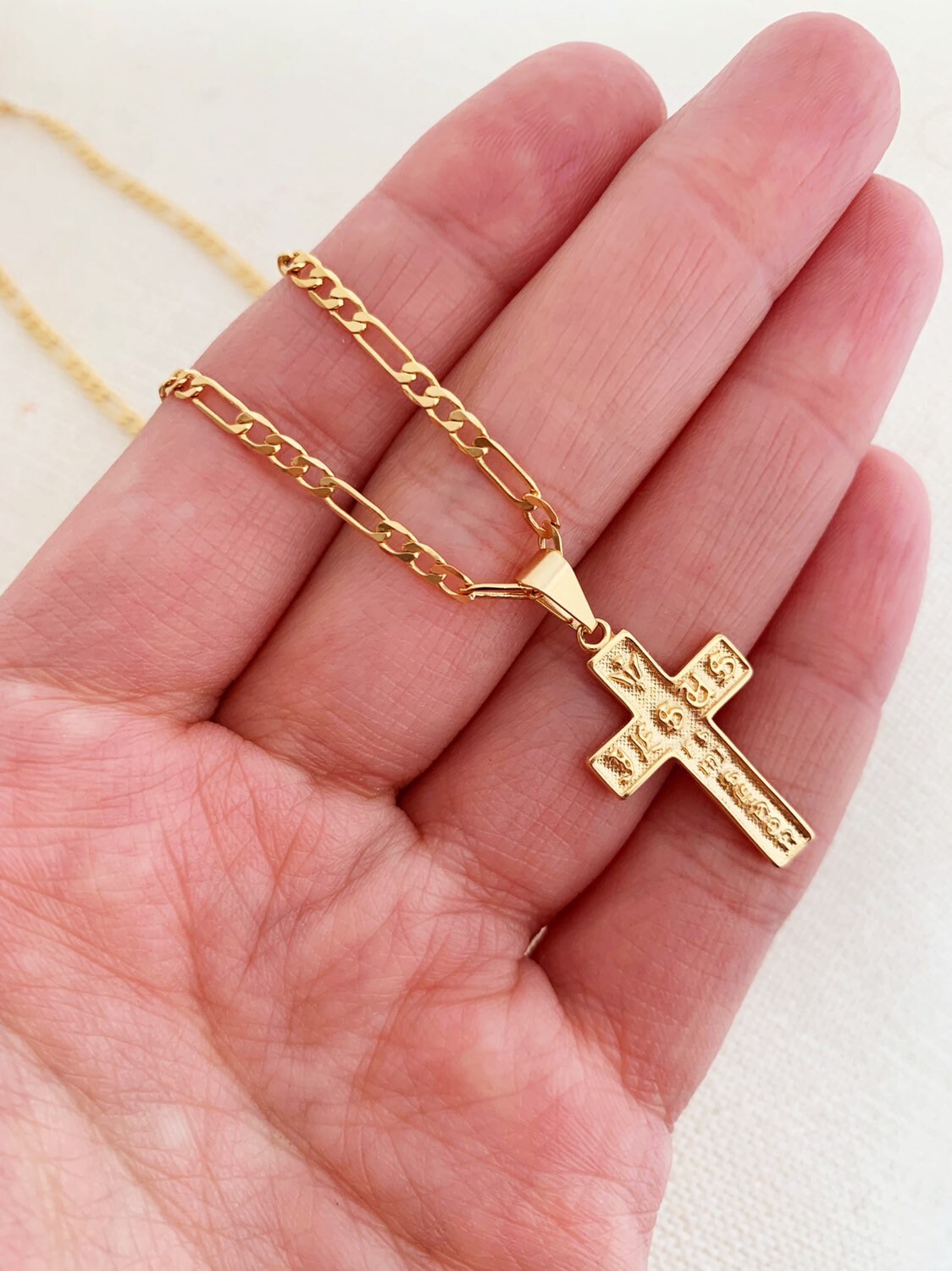 Gold Filled Figaro Cross Necklace