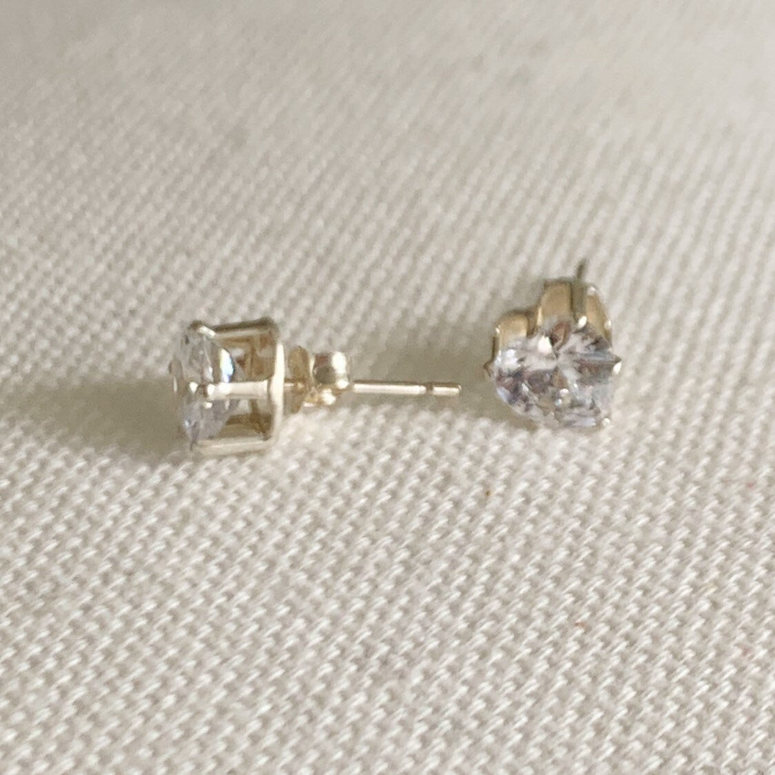 Sterling Silver 7mm CZ Heart Stud Earrings