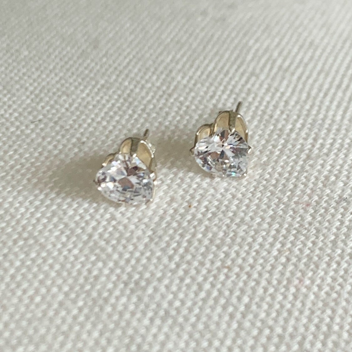 Sterling Silver 7mm CZ Heart Stud Earrings