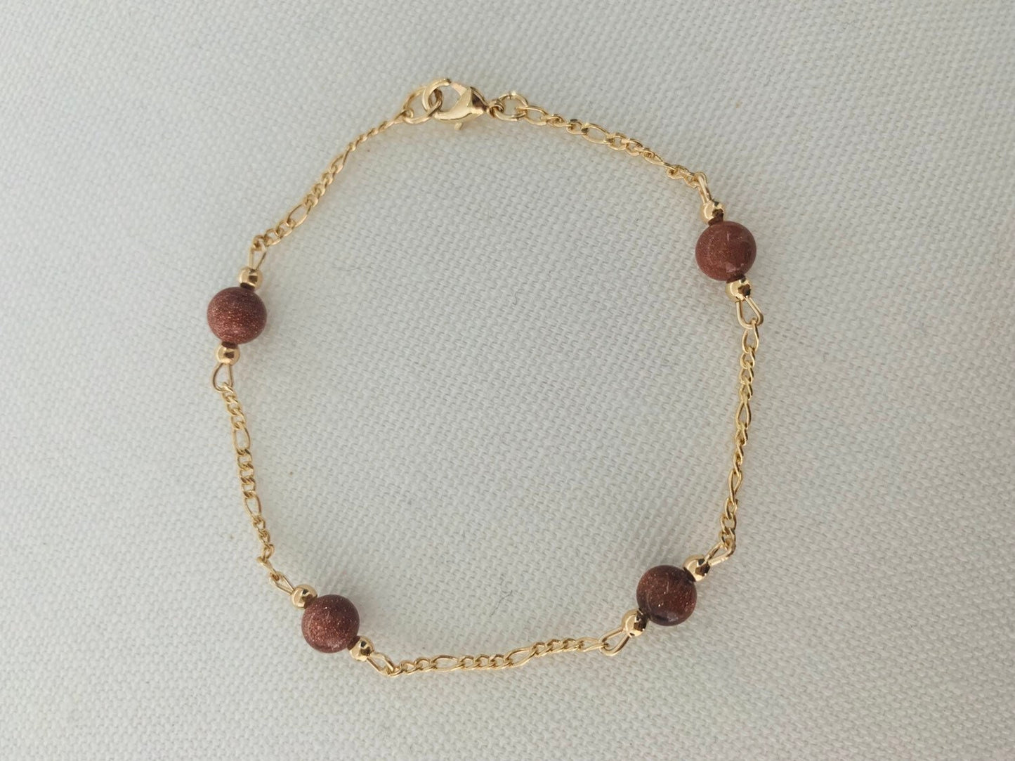 Gold Filled Sandstone Figaro Bracelet