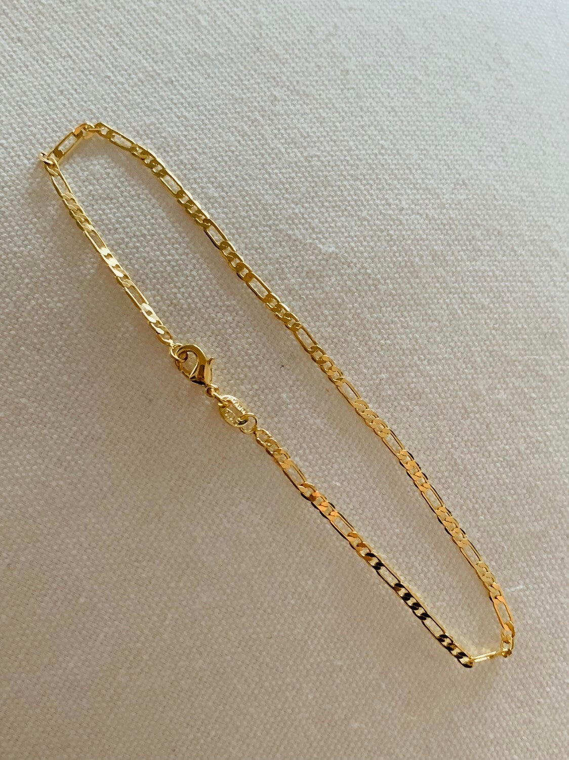 Gold Filled 3mm Flat Figaro Anklet