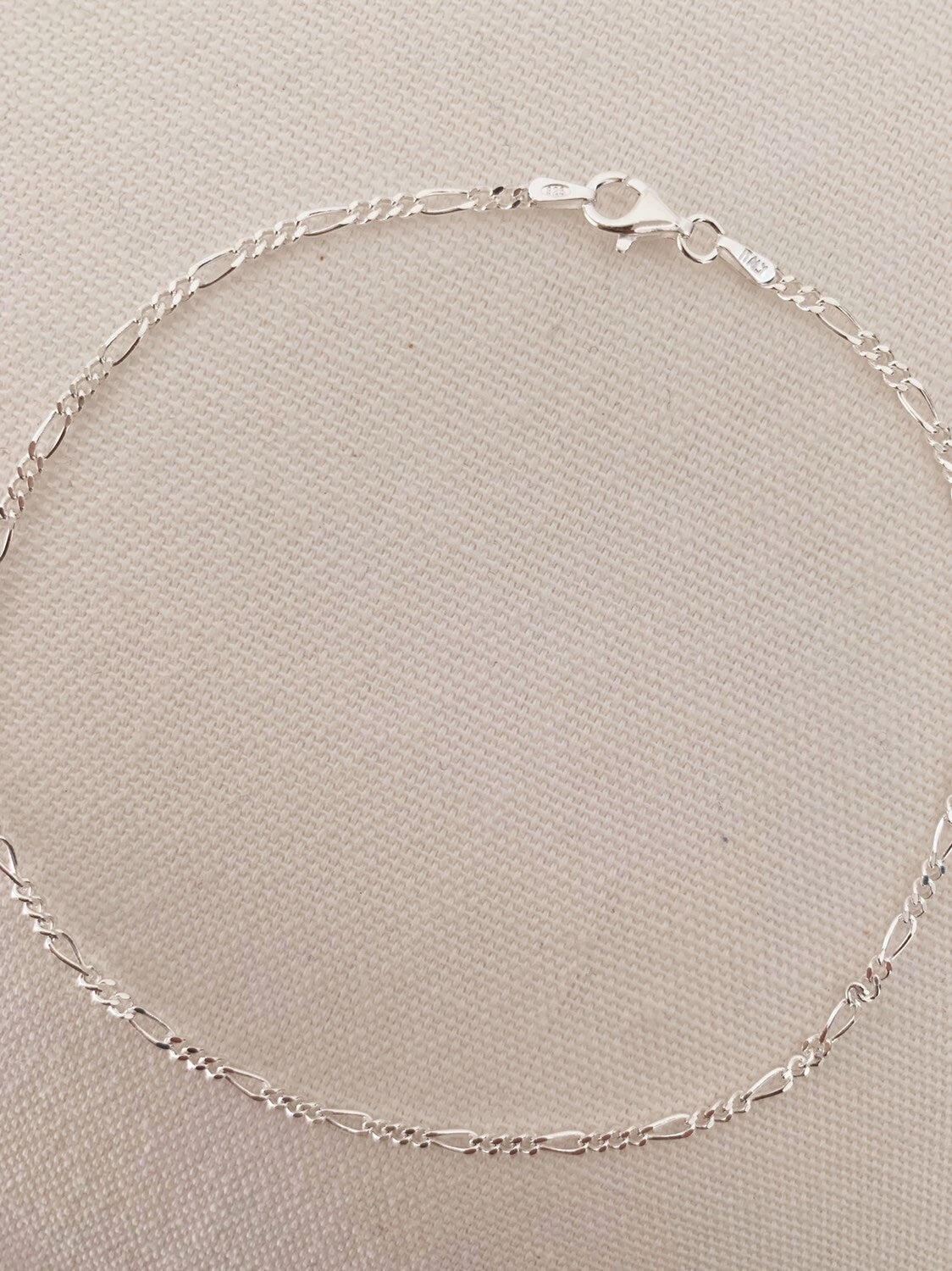 Sterling Silver 2.5mm Figaro Anklet