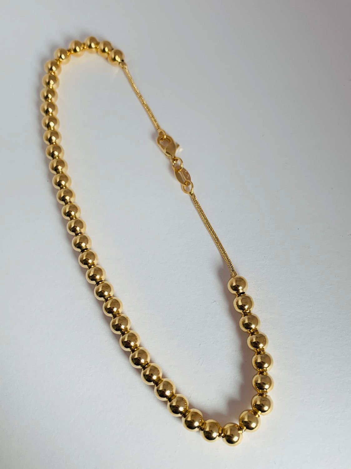 Gold Filled 6mm Beaded Chain Anklet