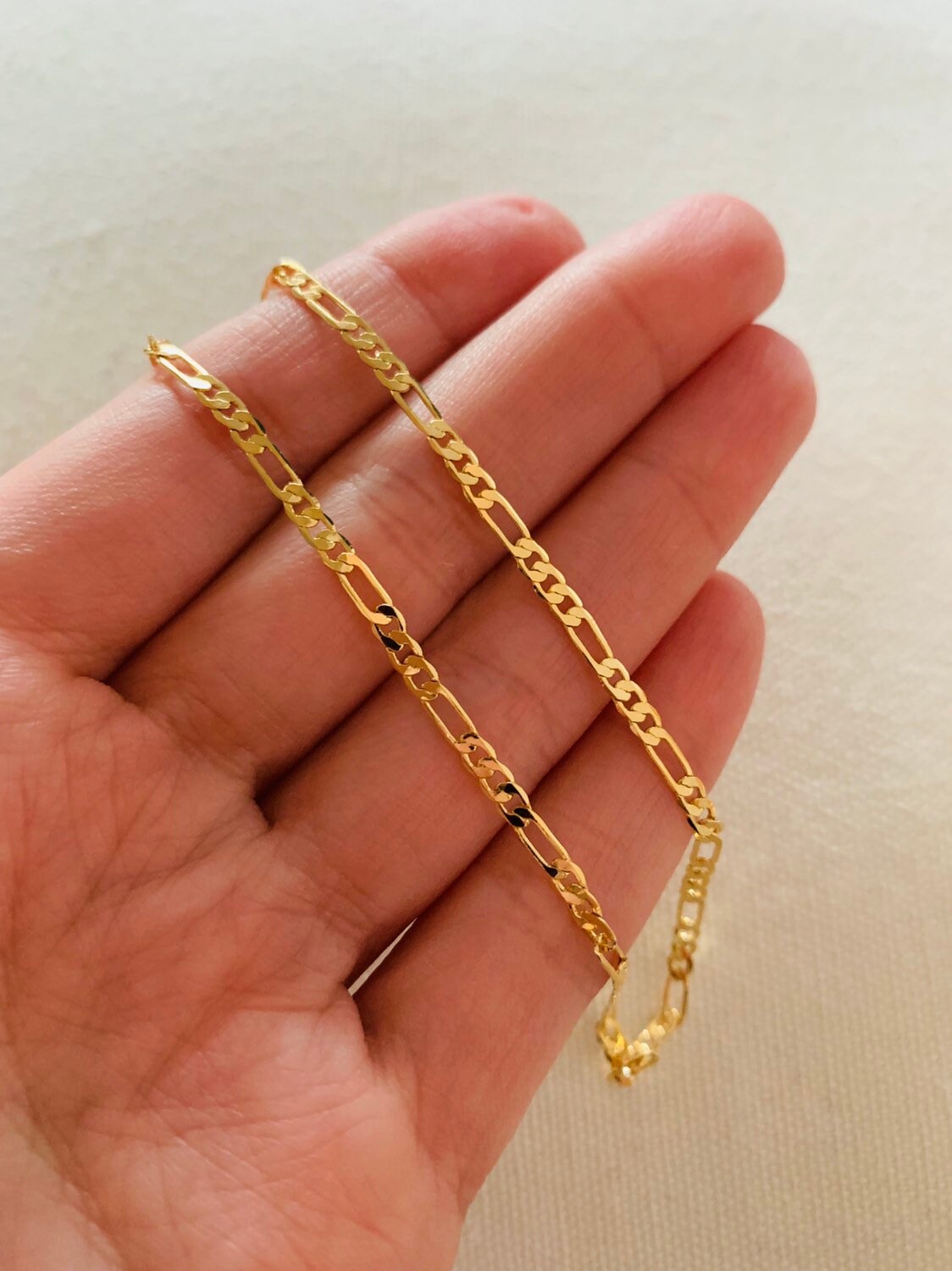 Gold Filled 3mm Flat Figaro Anklet