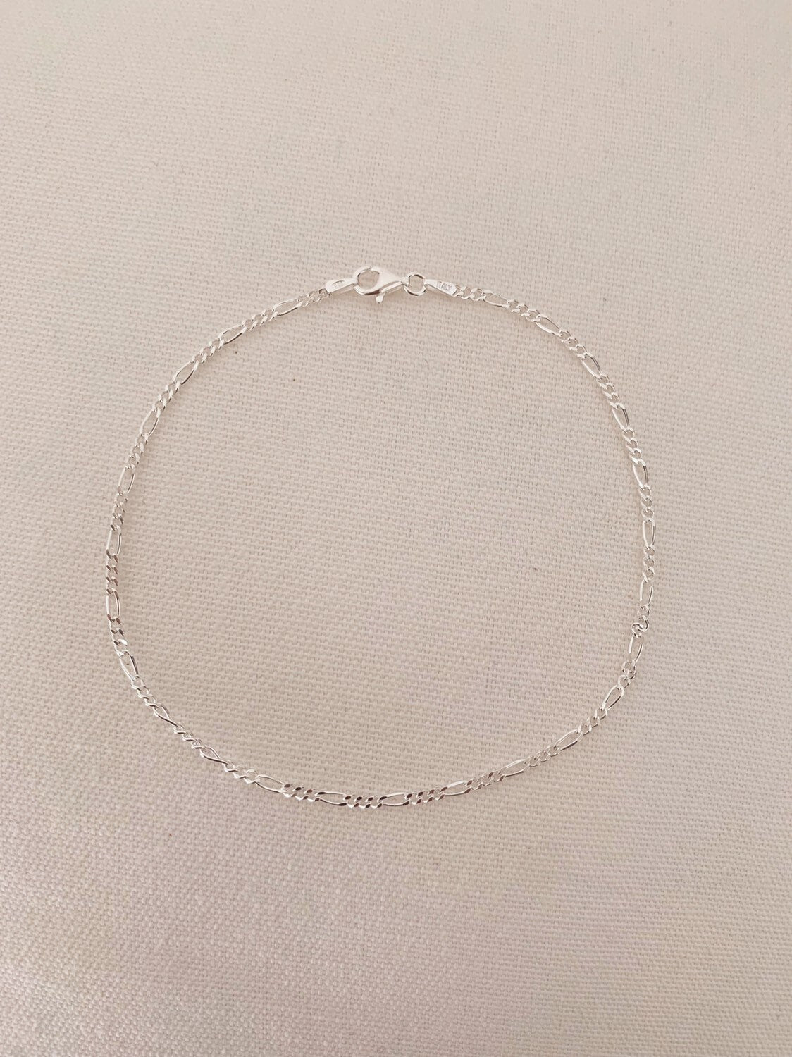 Sterling Silver 2.5mm Figaro Anklet