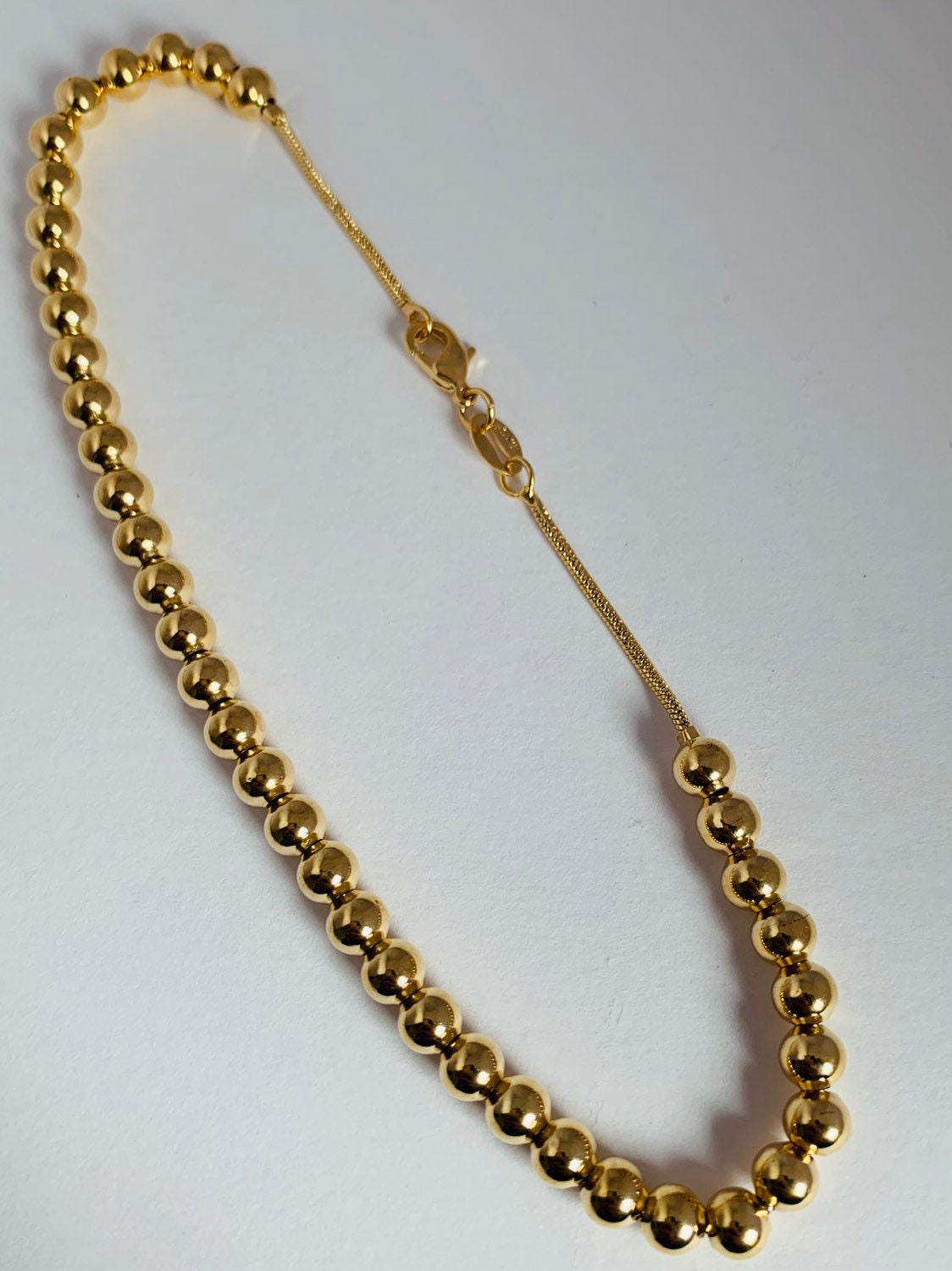 Gold Filled 6mm Beaded Chain Anklet