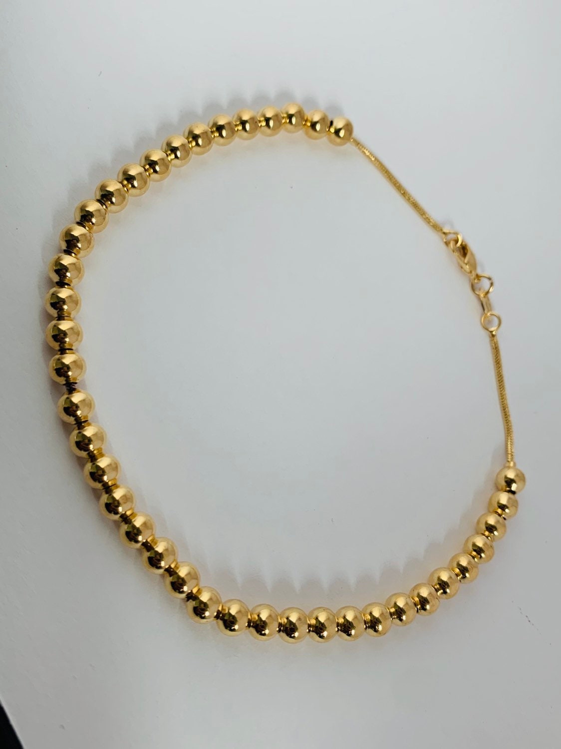 Gold Filled 6mm Beaded Chain Anklet