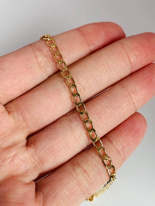 Gold Filled Curb Chain Anklet, Gold Layering Anklet, Gold Chain Anklet, Curb Chain Anklet 18kt, Dainty Chain Bracelet, Anklets