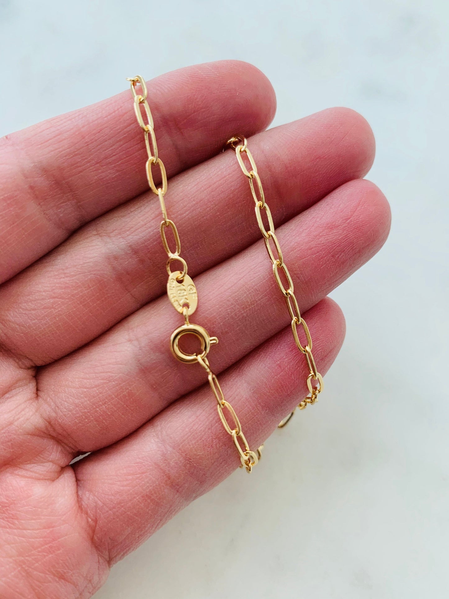 Gold Filled 2.5mm Paperclip Anklet