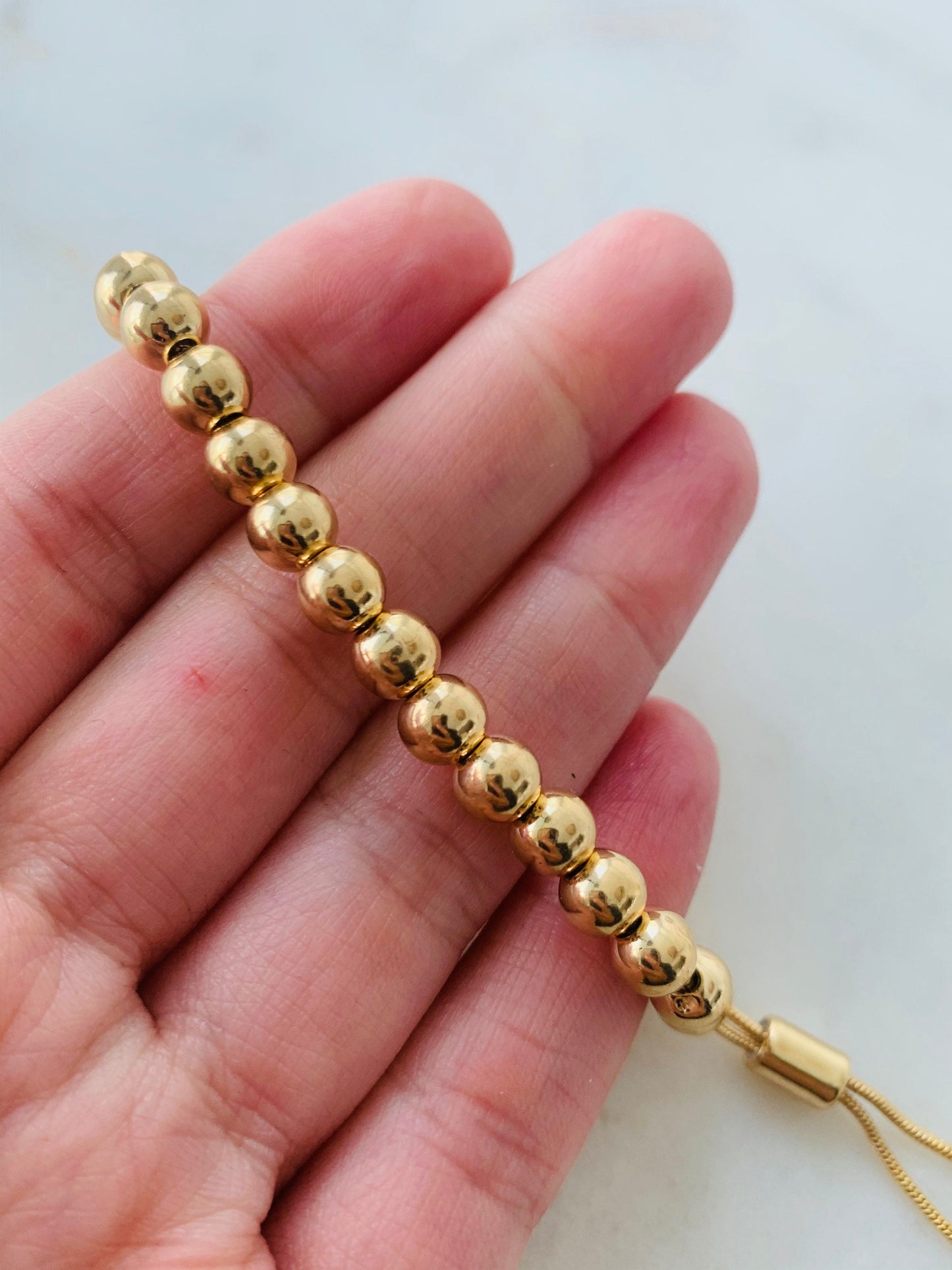 Gold Filled 6mm Beaded Adjustable Bracelet