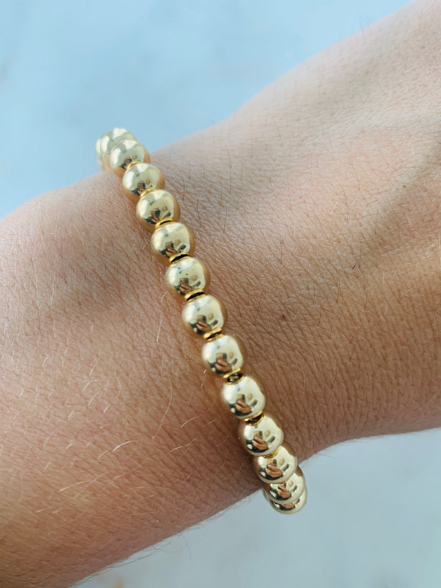 Gold Filled 6mm Beaded Adjustable Bracelet