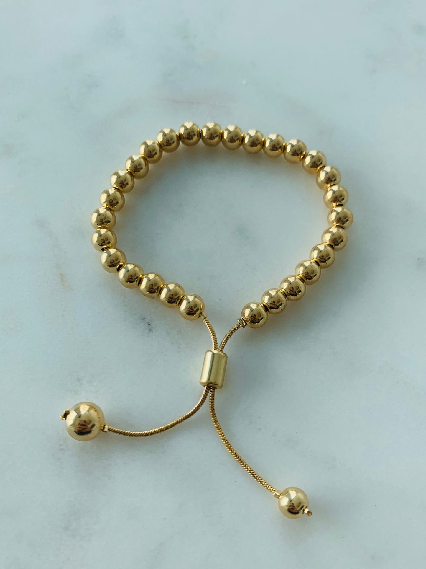 Gold Filled 6mm Beaded Adjustable Bracelet