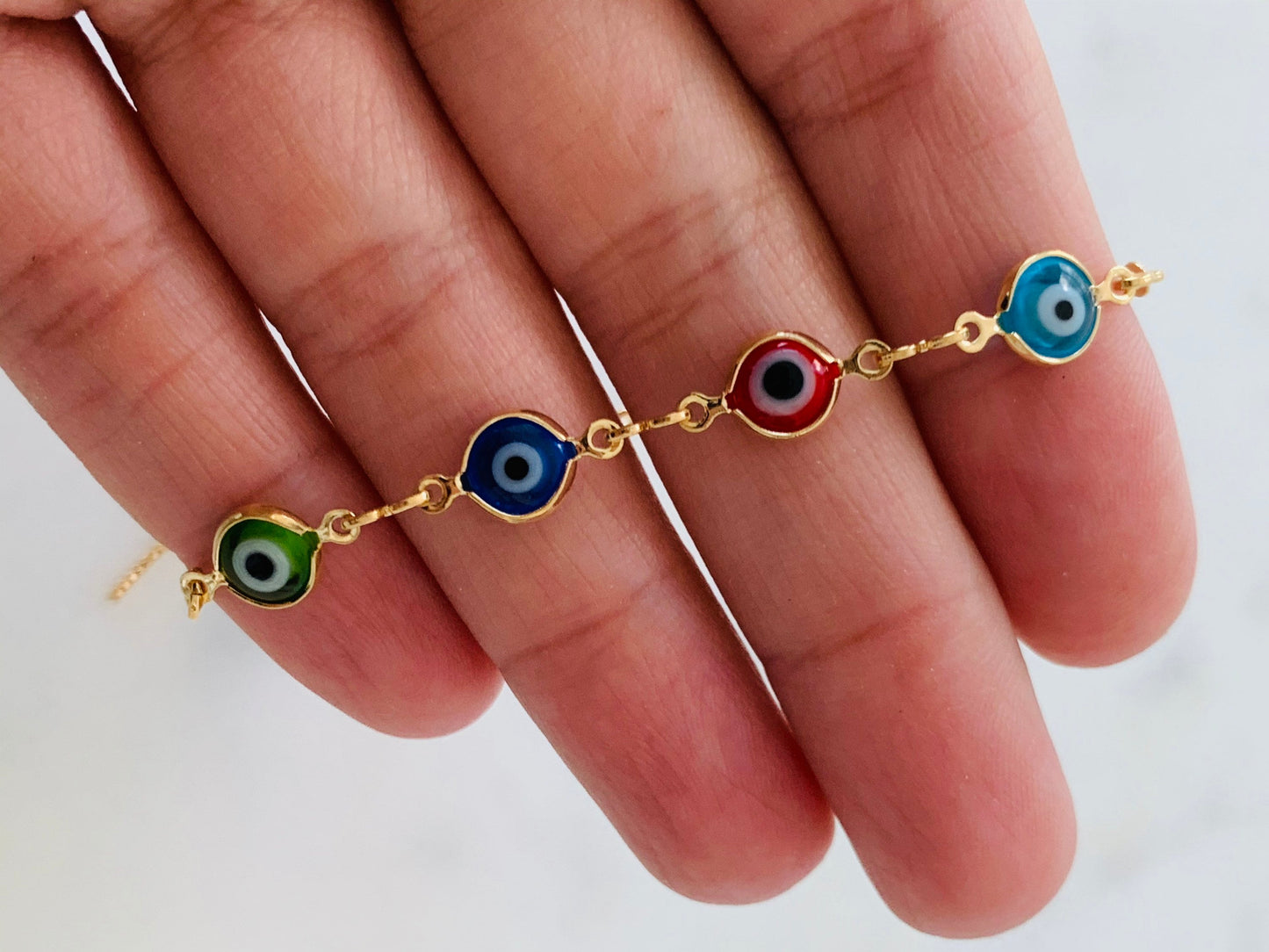 Gold Filled Evil Eye Adjustable Bracelet