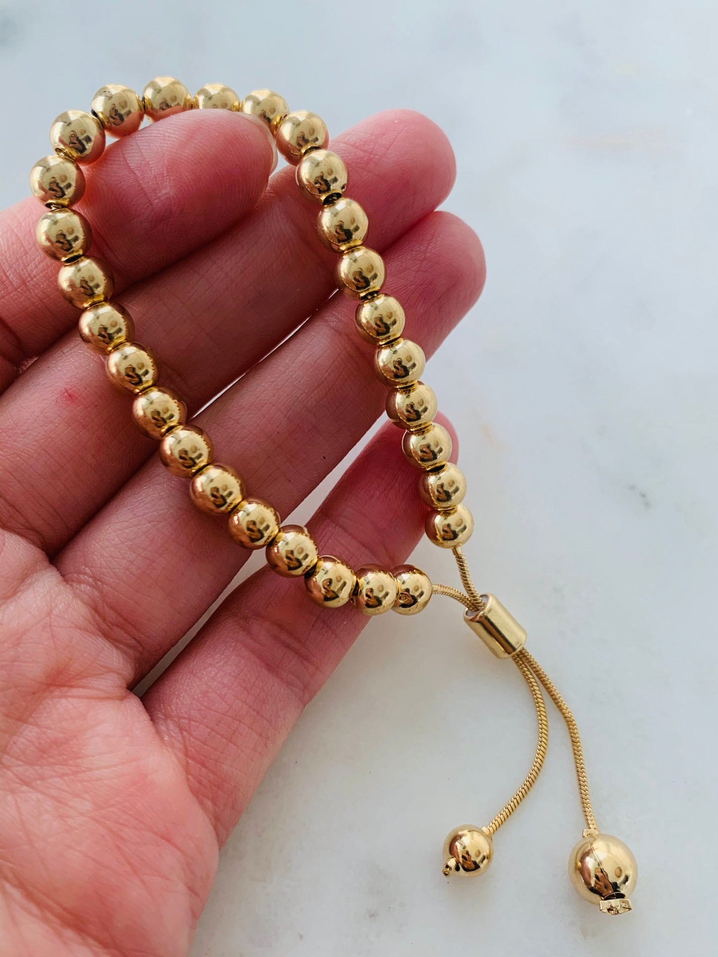 Gold Filled 6mm Beaded Adjustable Bracelet