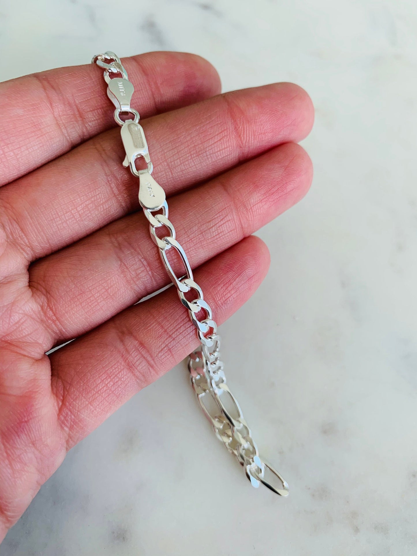 Sterling Silver 5mm Figaro Anklet