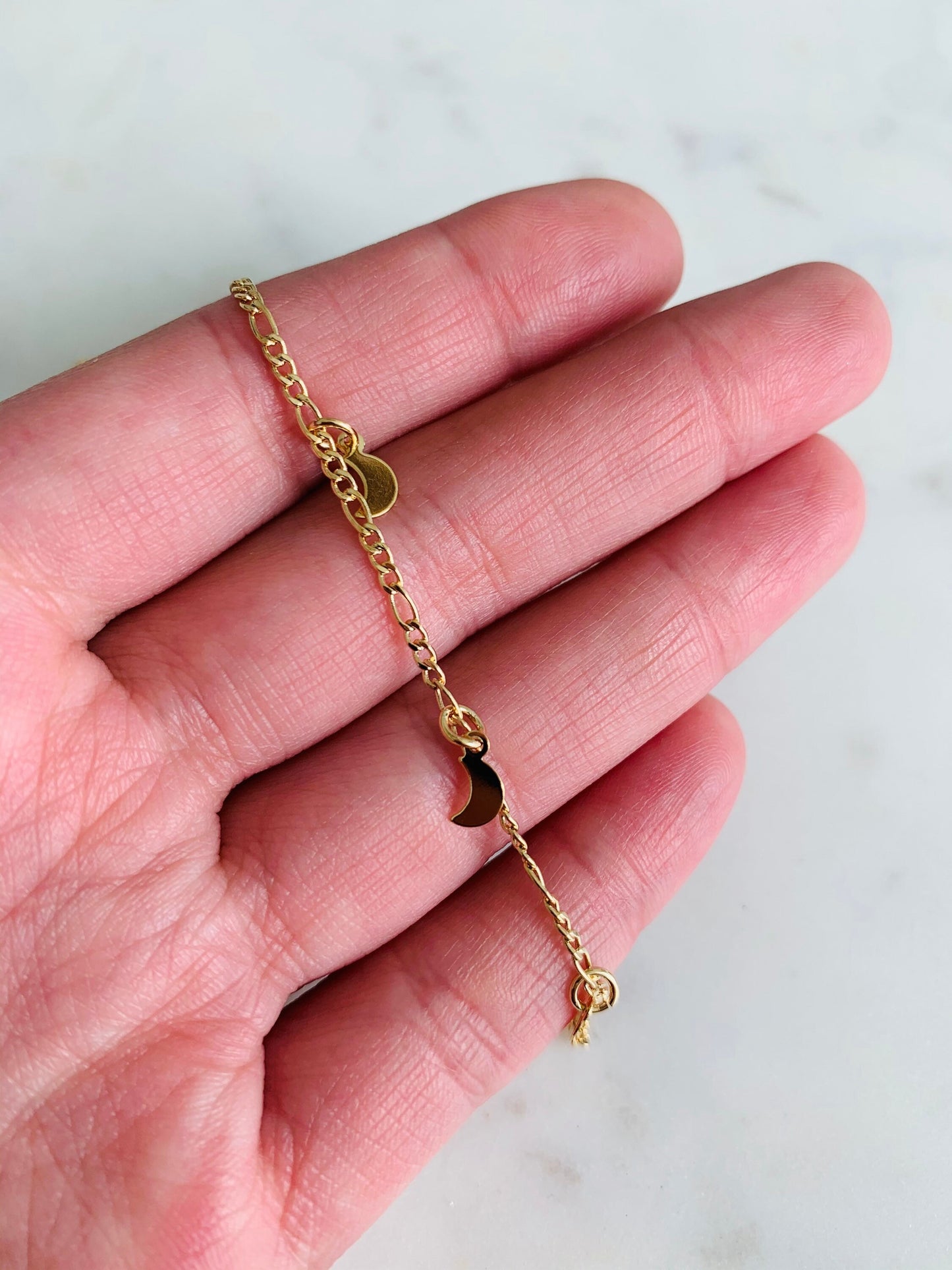 Gold Filled Moon Charm Anklet