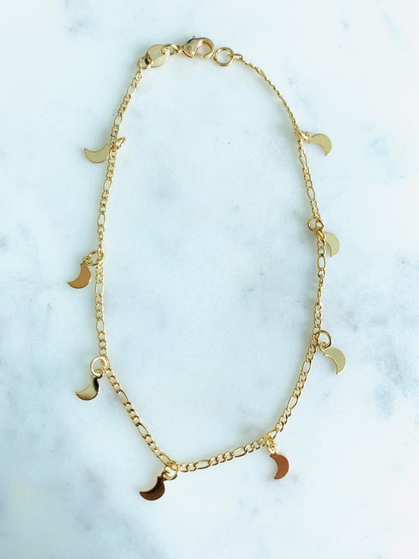 Gold Filled Moon Charm Anklet