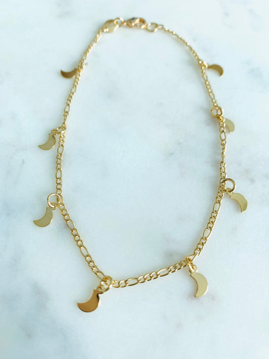 Gold Filled Moon Charm Anklet