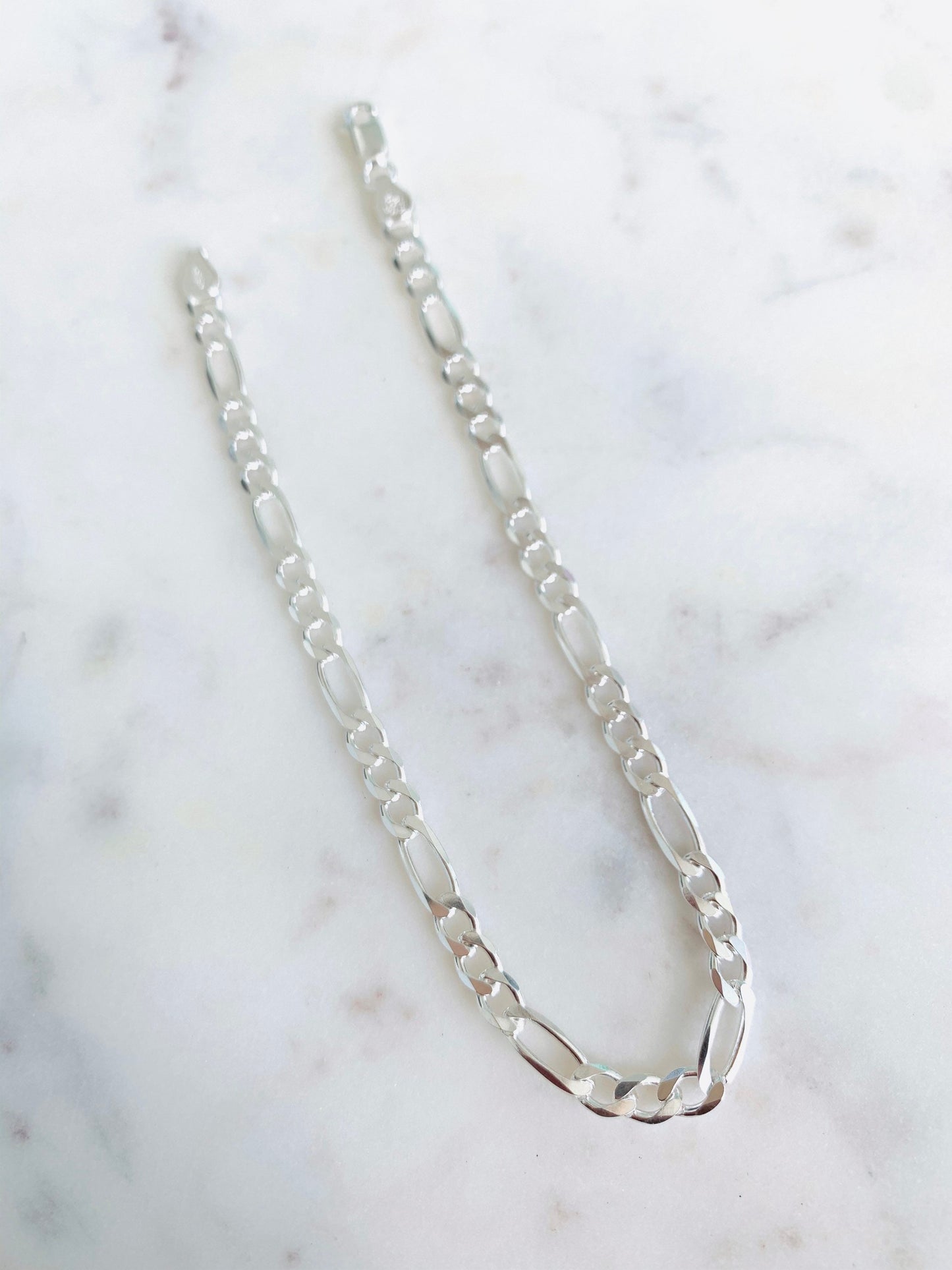 Sterling Silver 5mm Figaro Anklet