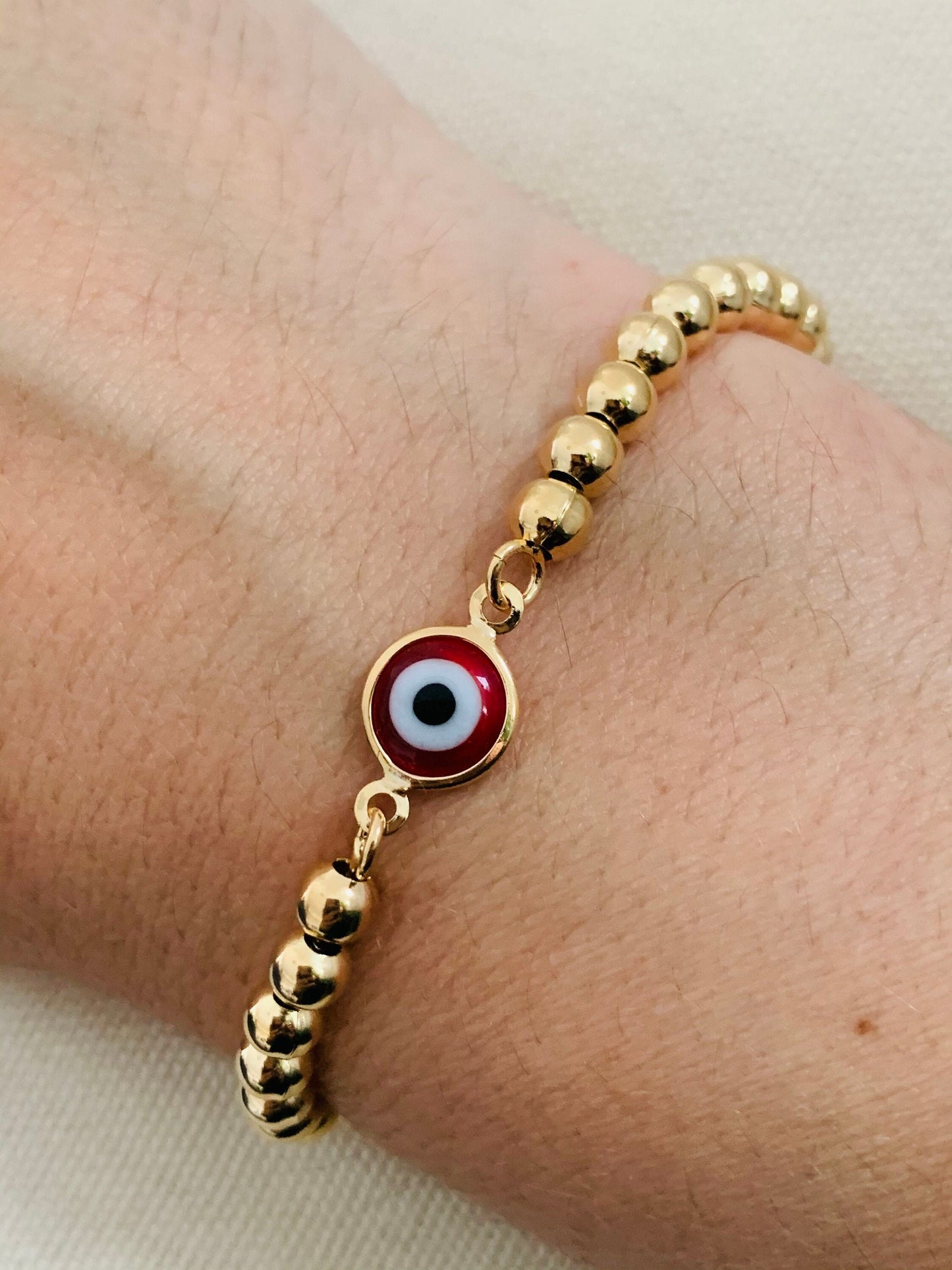 Gold Filled 4mm Evil Eye Adjustable Bracelet