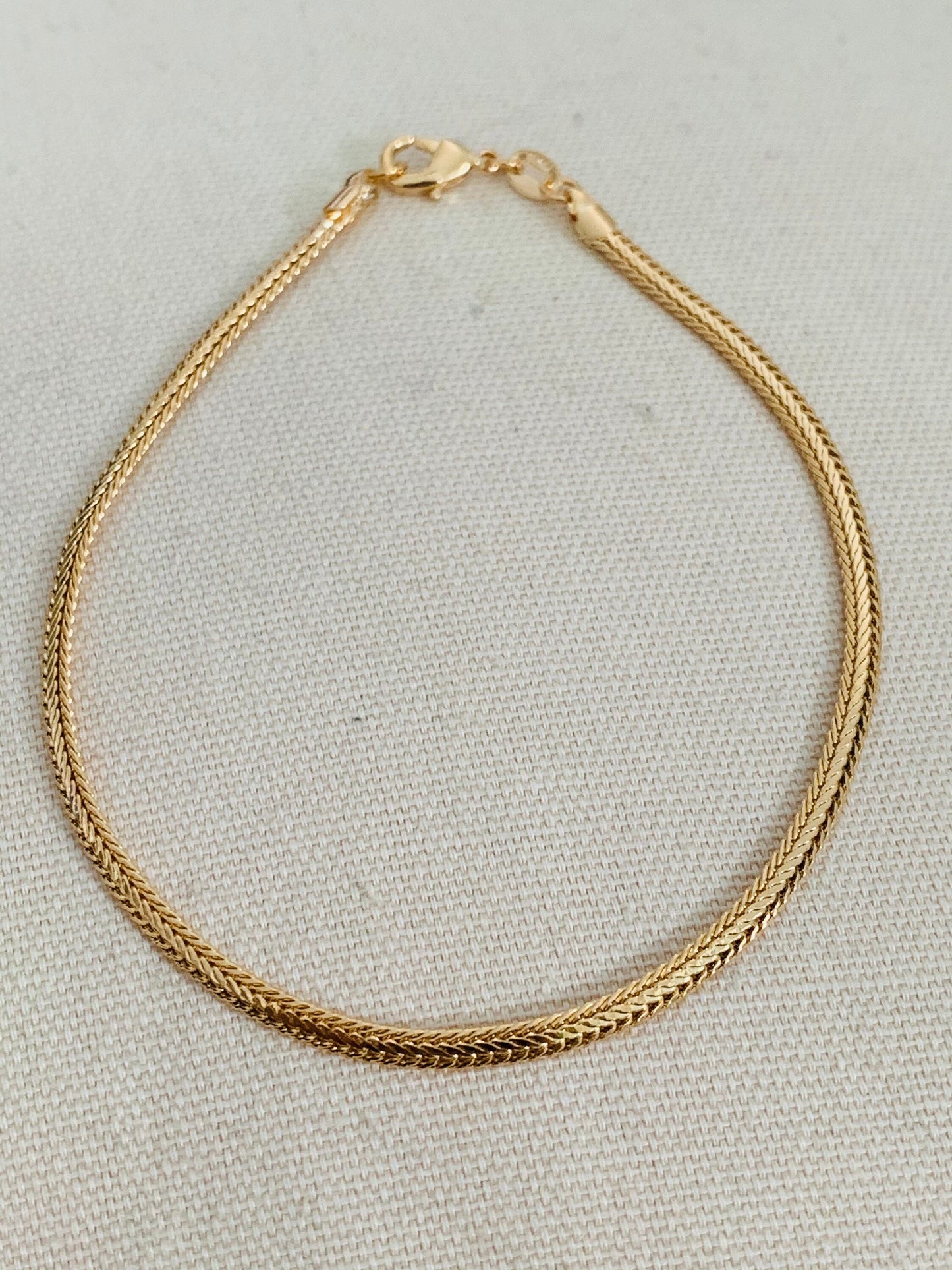 Gold Filled 3mm Textured Herringbone Anklet