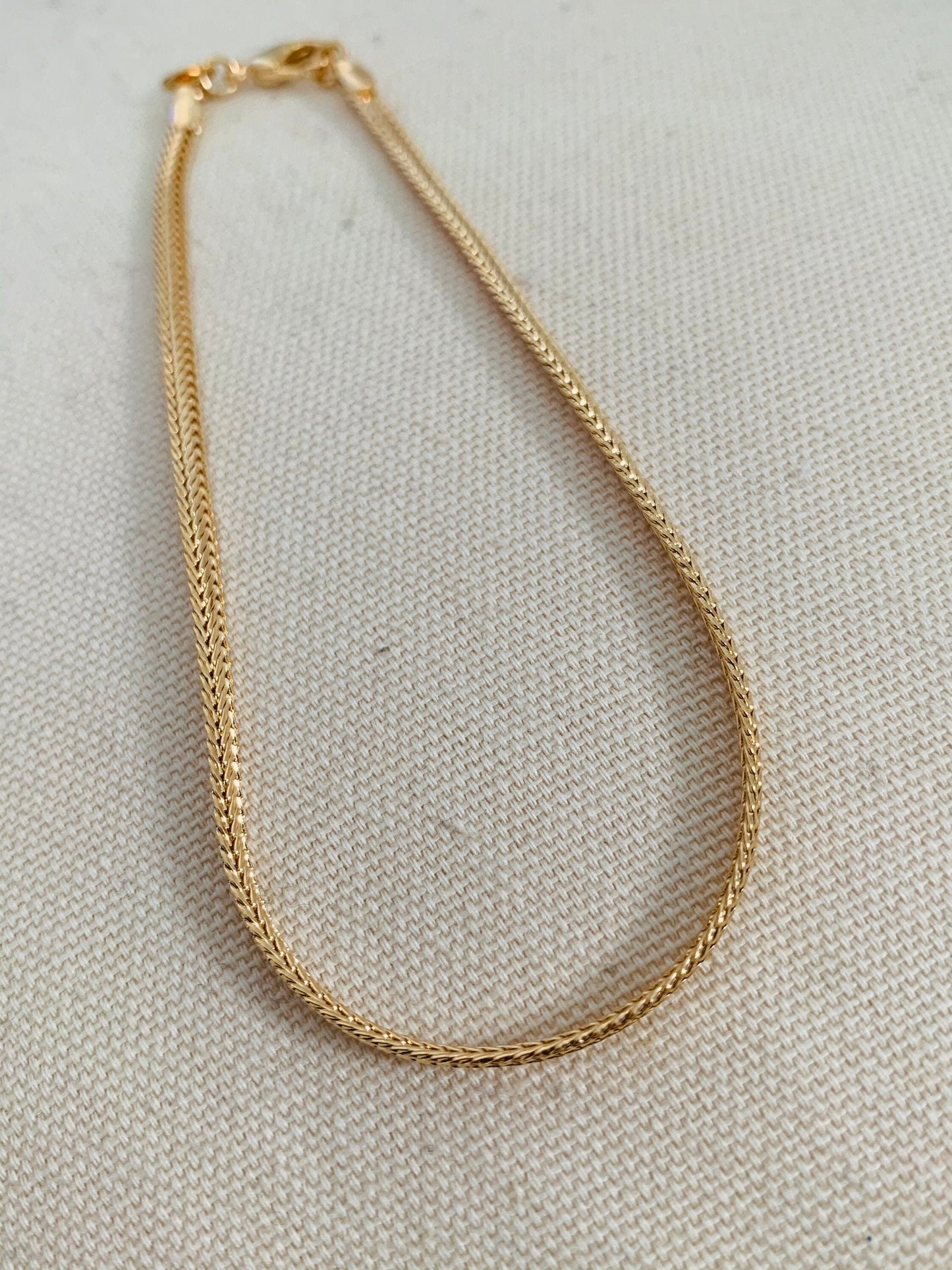 Gold Filled 3mm Textured Herringbone Anklet