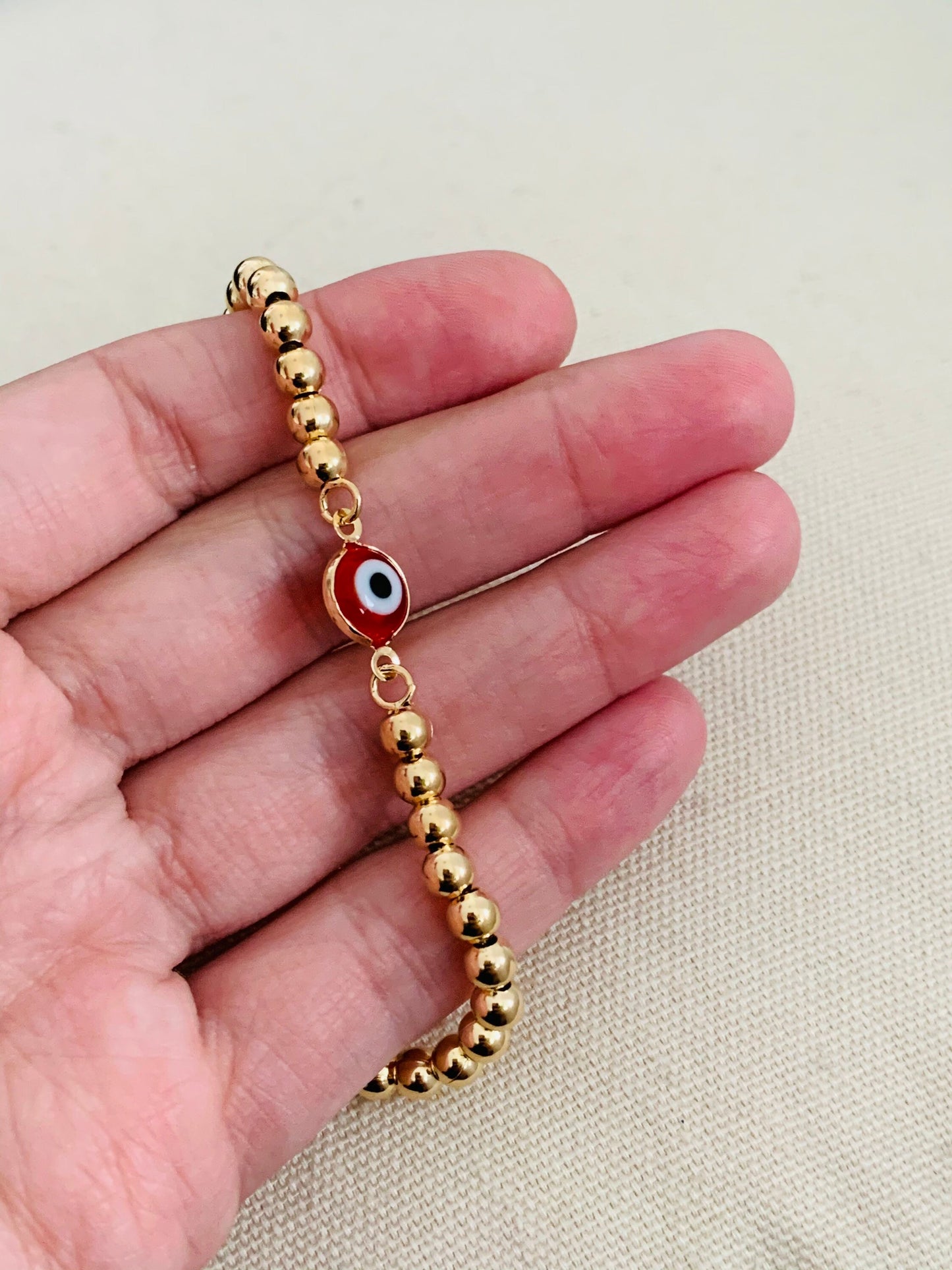 Gold Filled 4mm Evil Eye Adjustable Bracelet