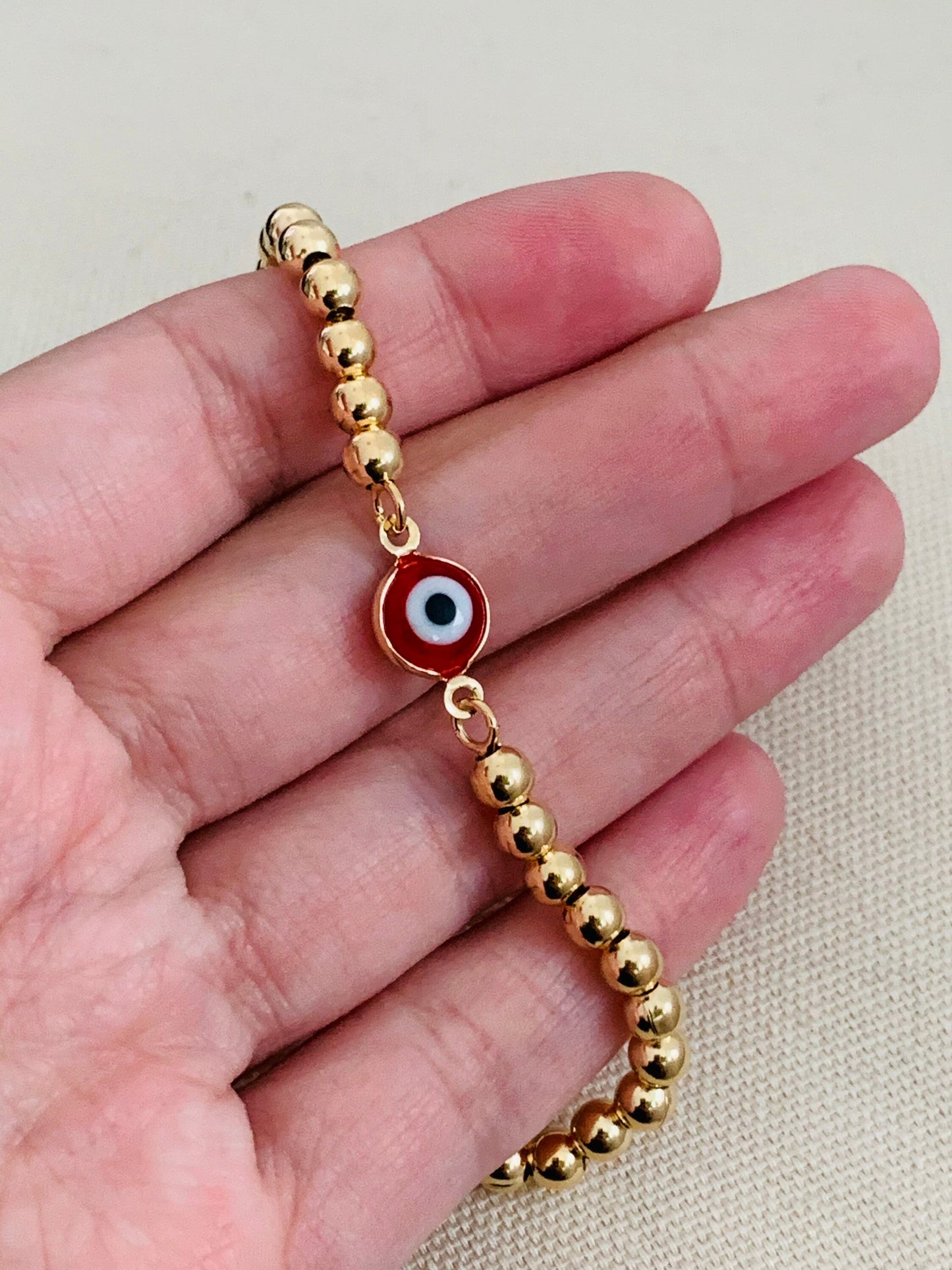 Gold Filled 4mm Evil Eye Adjustable Bracelet