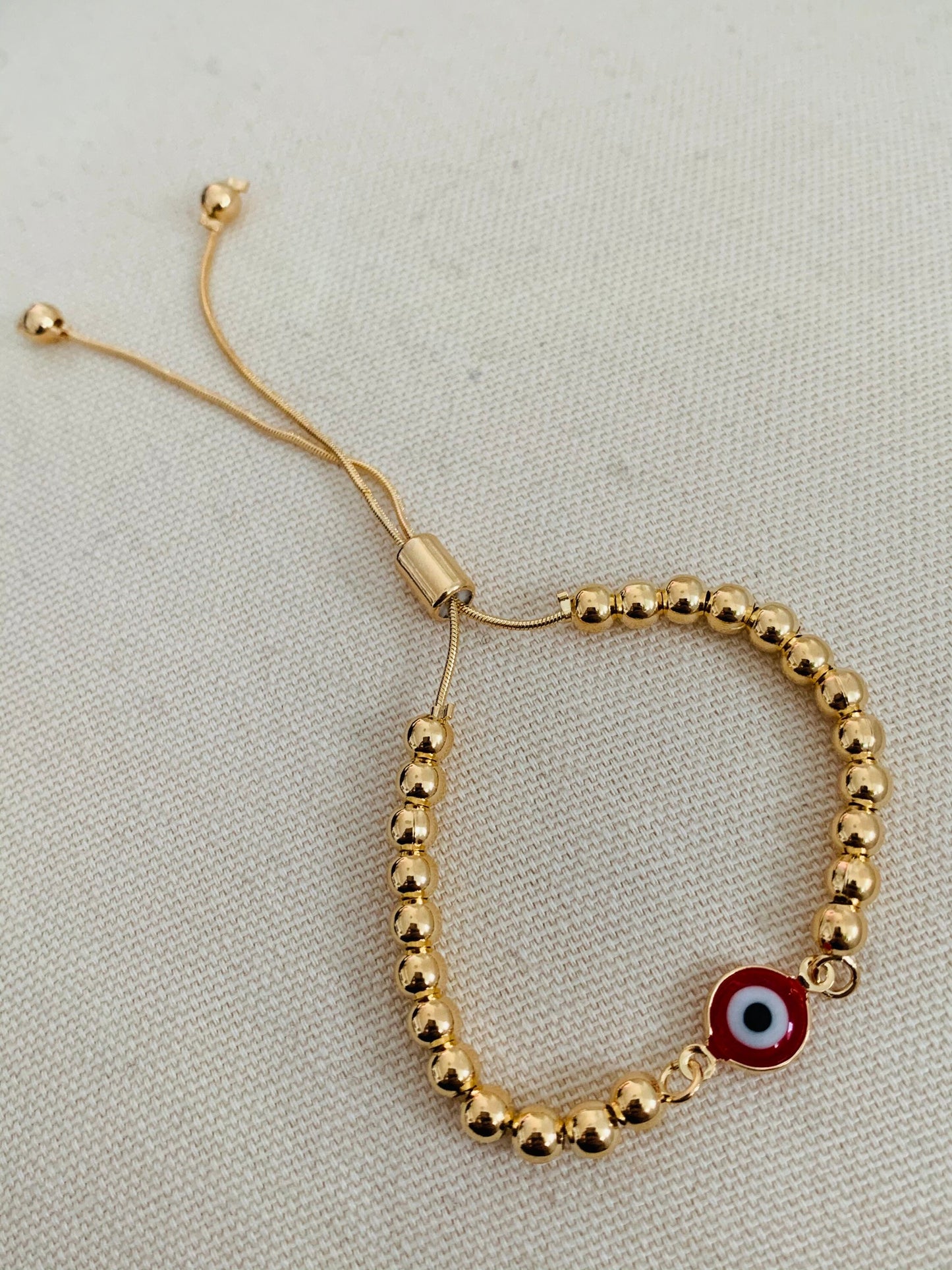 Gold Filled 4mm Evil Eye Adjustable Bracelet