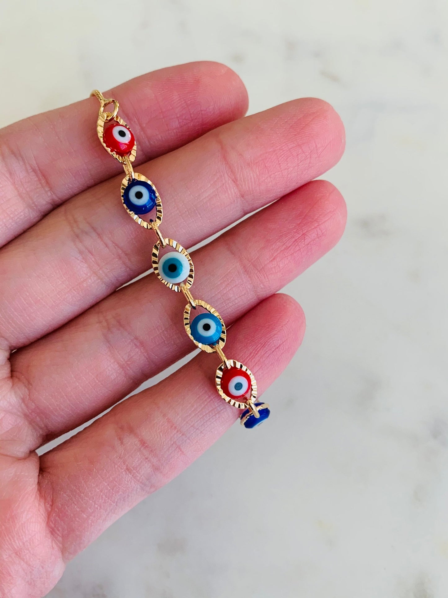 Gold Filled Evil Eye Adjustable Bracelet