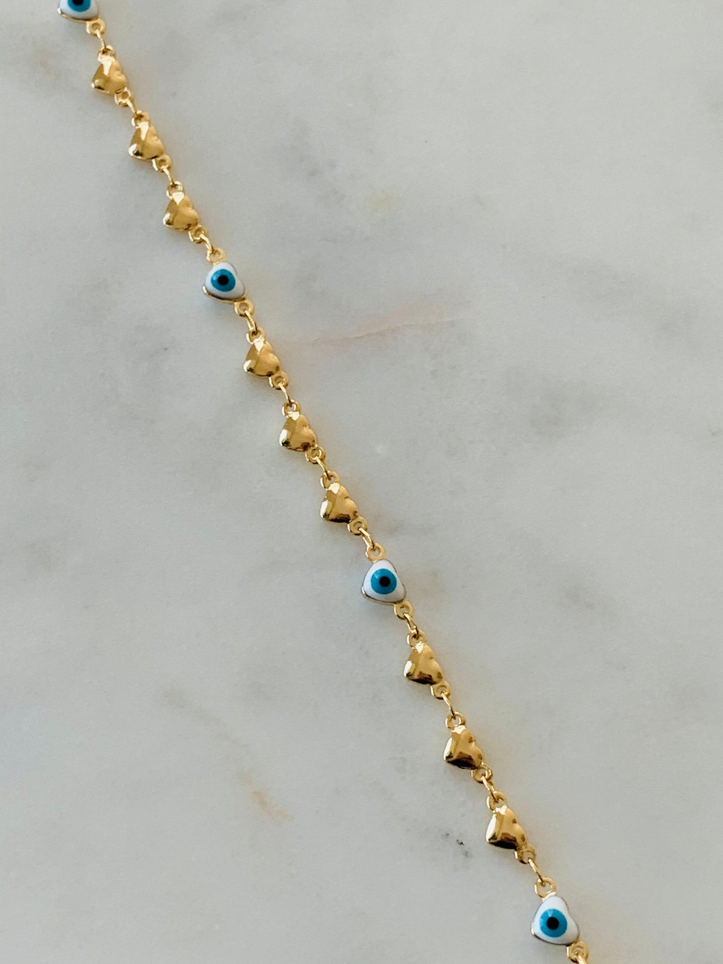 Gold Filled Heart Evil Eye Anklet