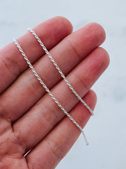 Sterling Silver 1mm Rope Anklet