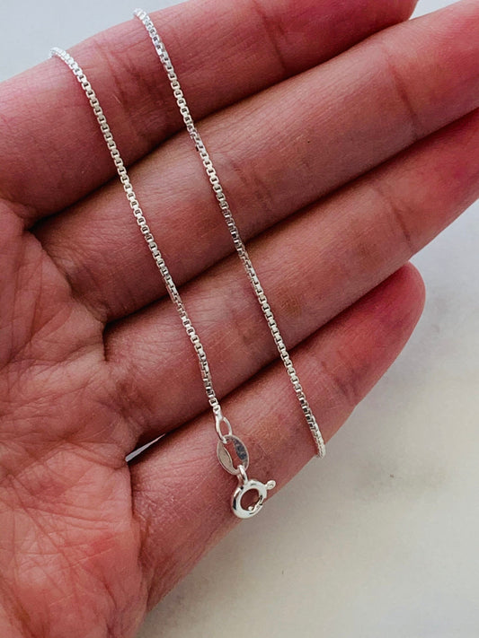 Sterling Silver 1mm Box Anklet