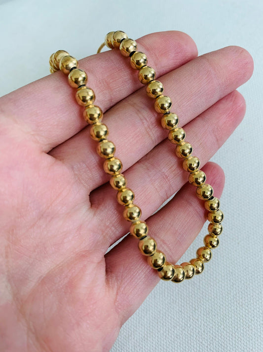 Gold Filled 6mm Beaded Chain Anklet