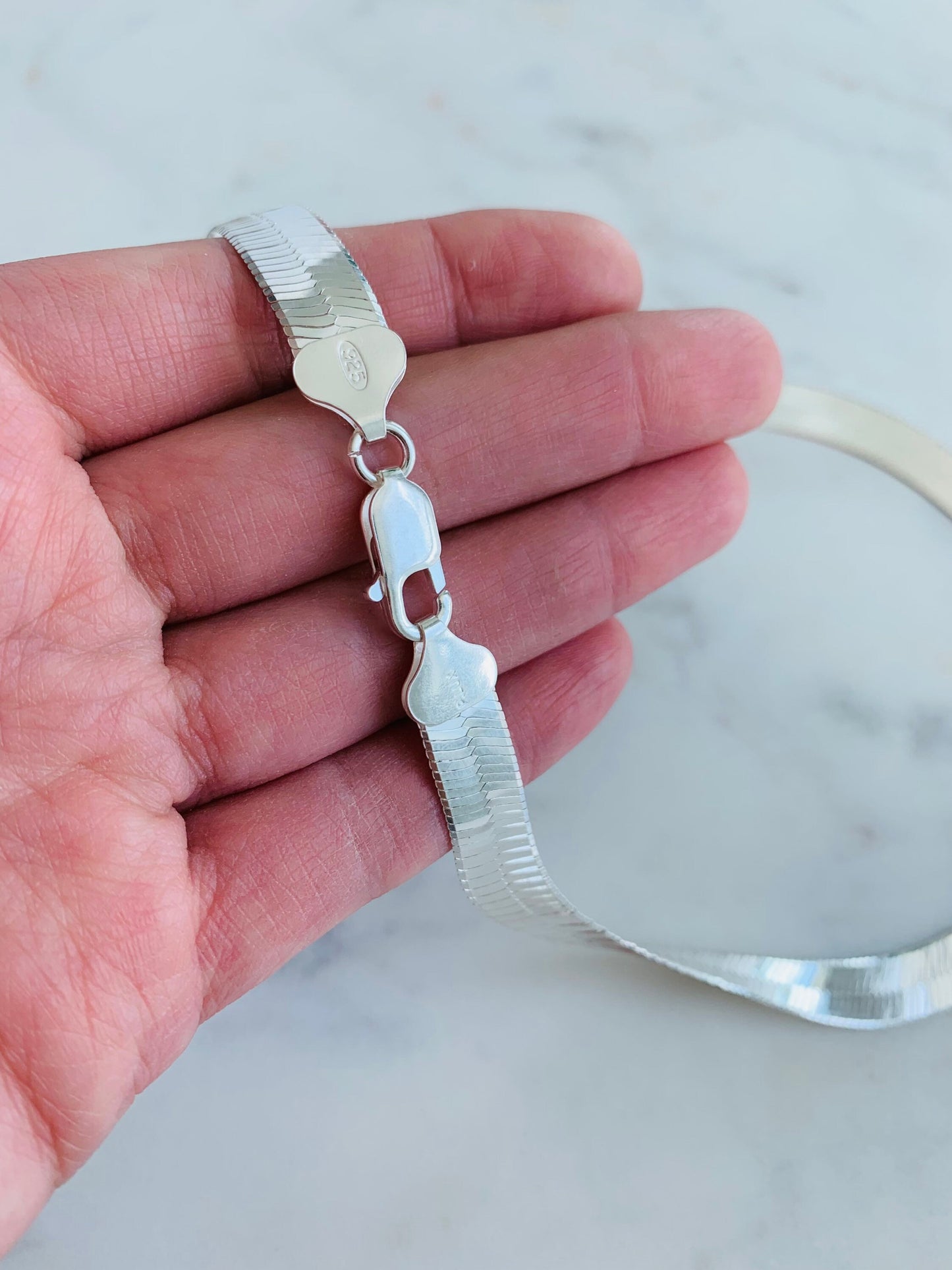 Sterling Silver 8mm Herringbone Necklace