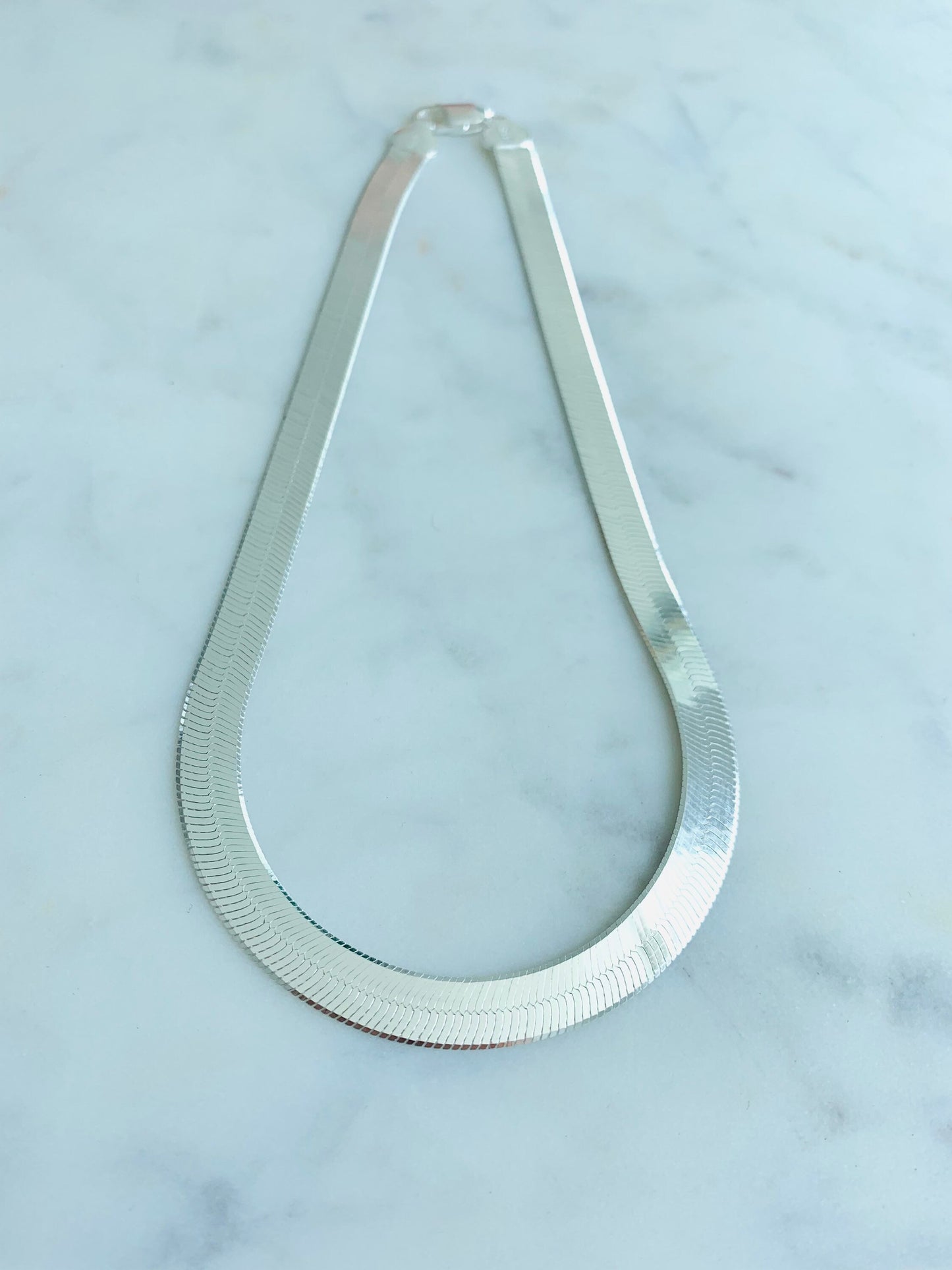 Sterling Silver 8mm Herringbone Necklace