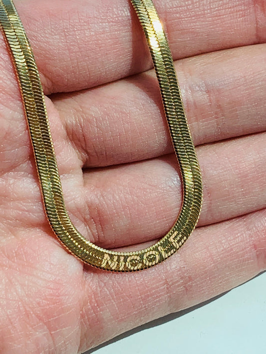 Gold Filled 4mm Custom Engraved Herringbone Necklace