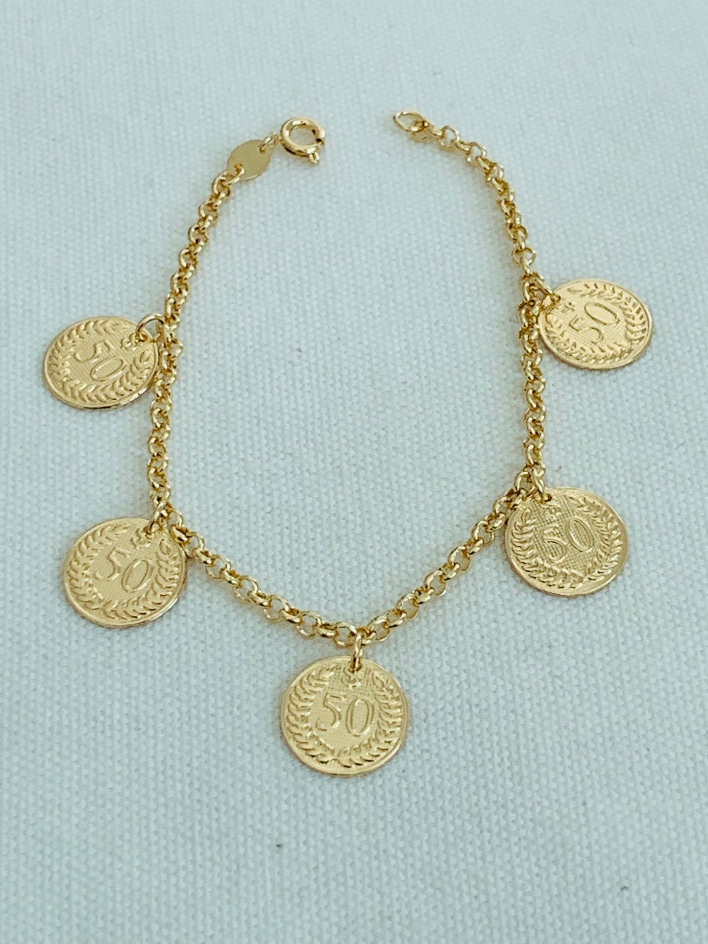 Gold Filled Dangling Coin Bracelet