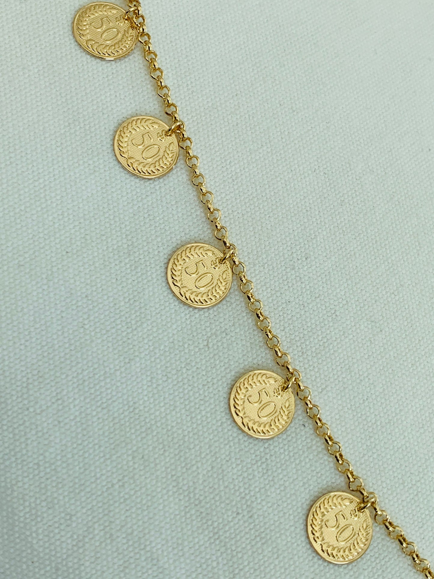 Gold Filled Dangling Coin Bracelet