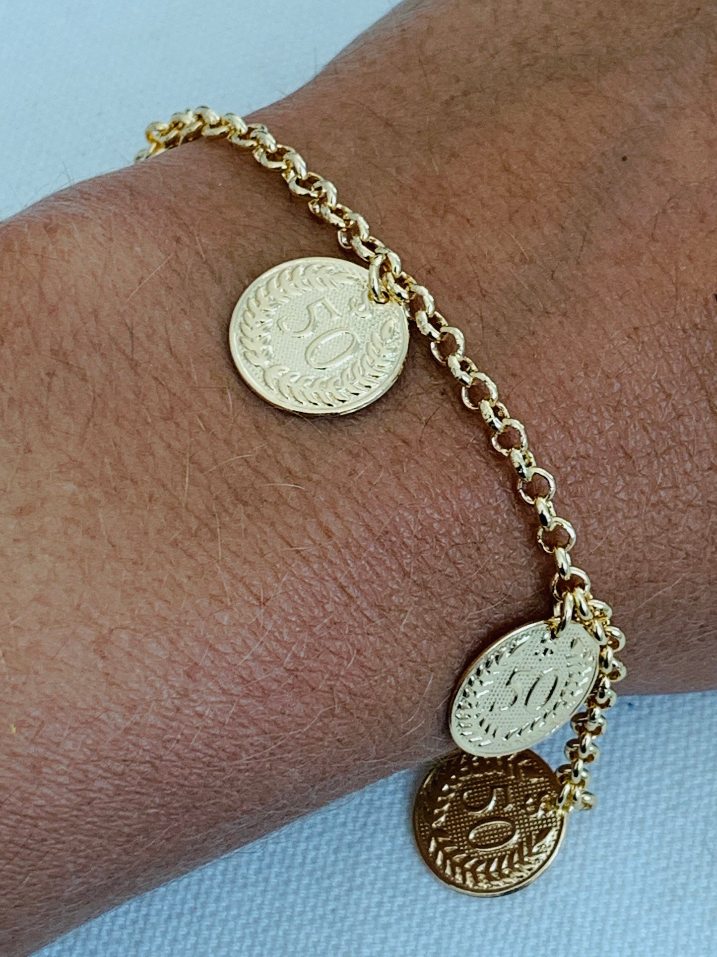 Gold Filled Dangling Coin Bracelet