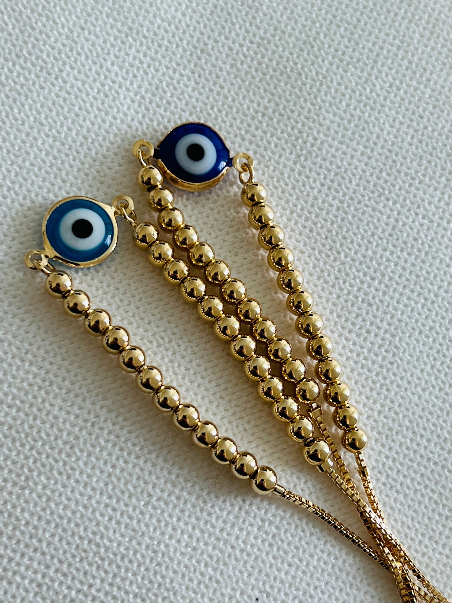 Gold Filled 4mm Evil Eye Adjustable Bracelet