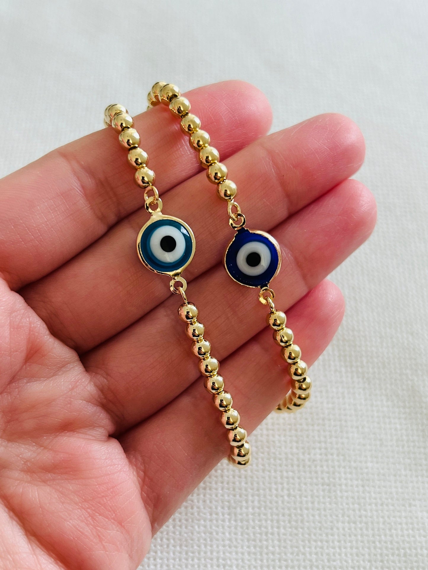 Gold Filled 4mm Evil Eye Adjustable Bracelet