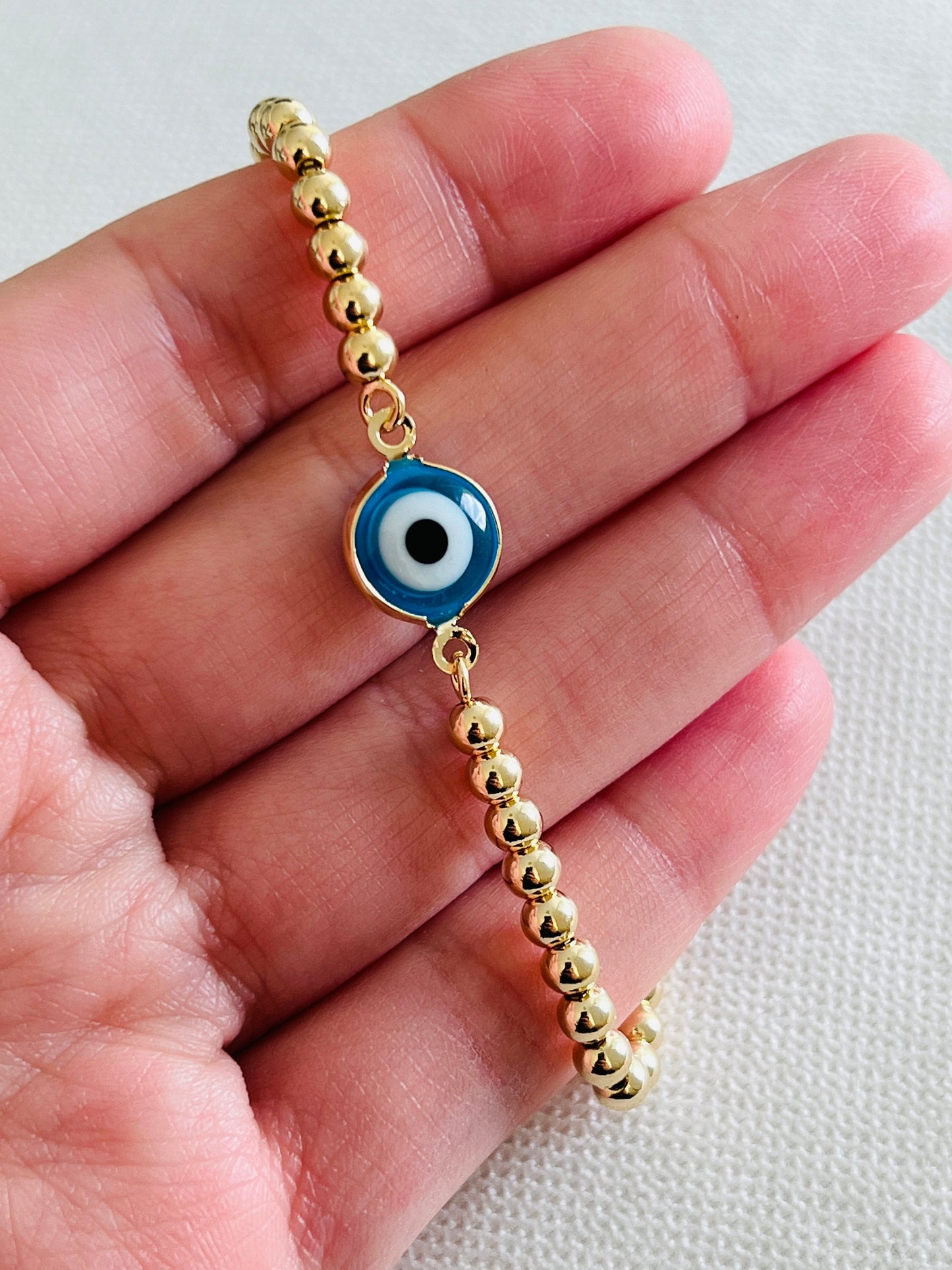 Gold Filled 4mm Evil Eye Adjustable Bracelet