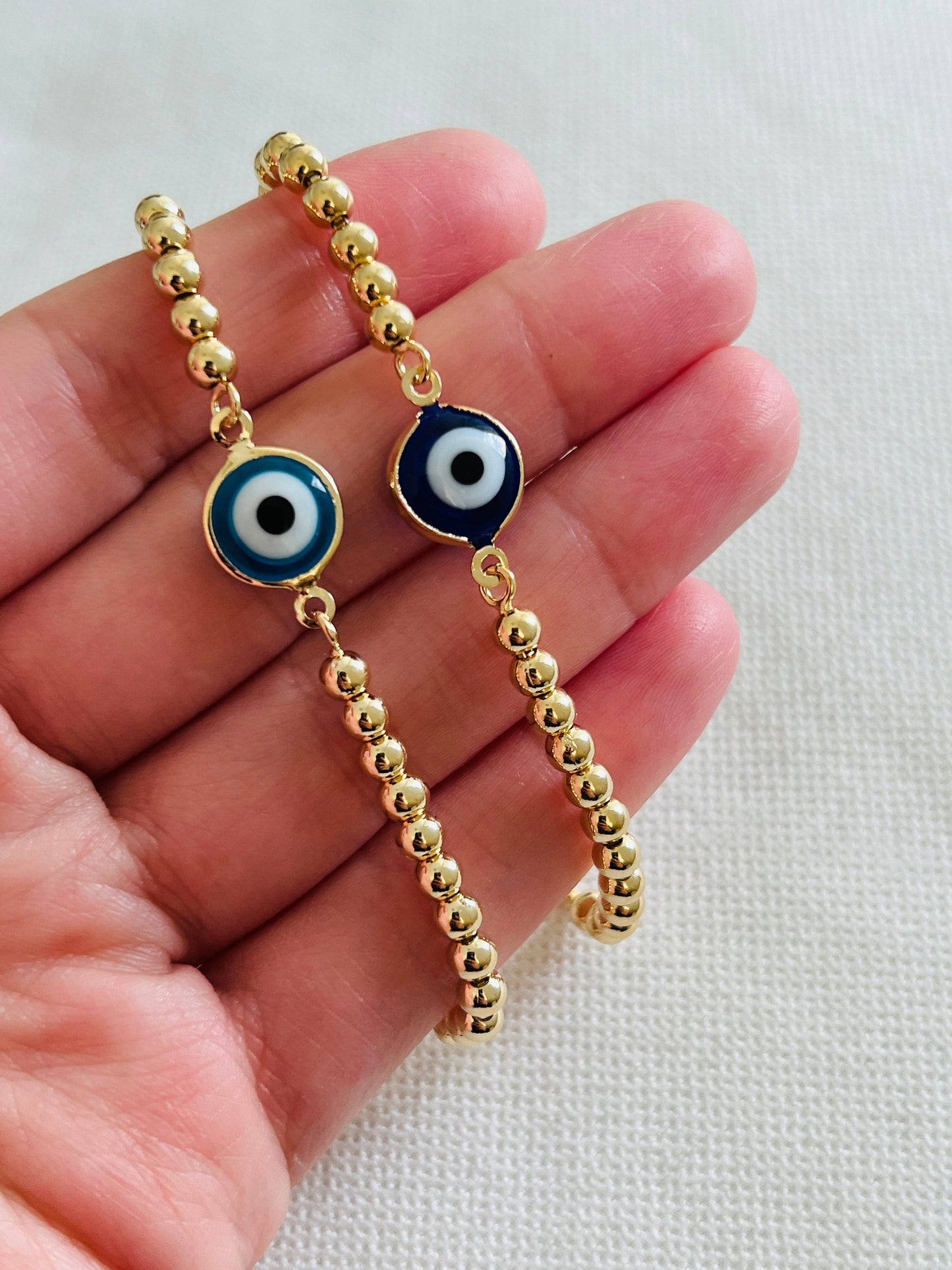 Gold Filled 4mm Evil Eye Adjustable Bracelet