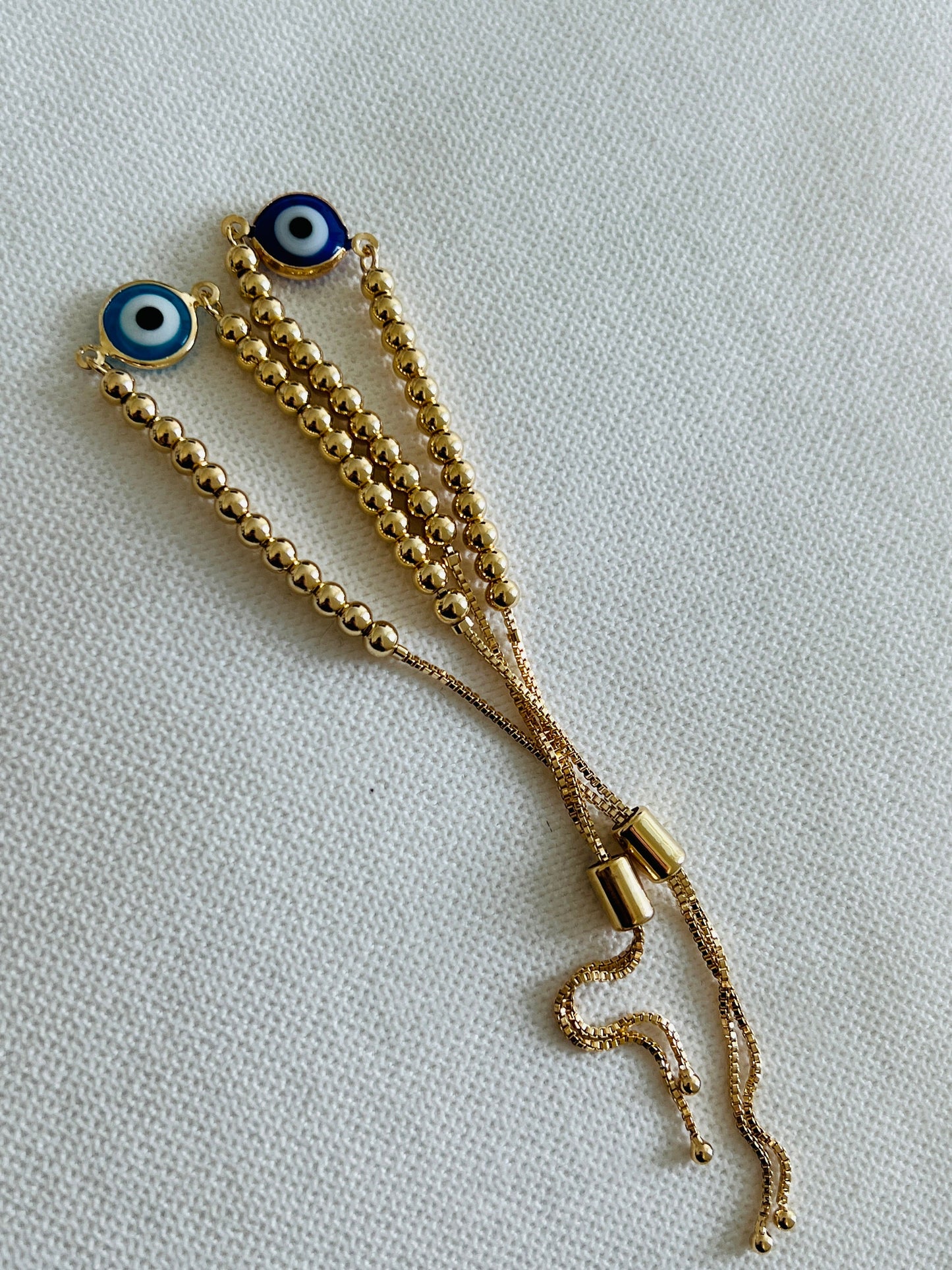 Gold Filled 4mm Evil Eye Adjustable Bracelet