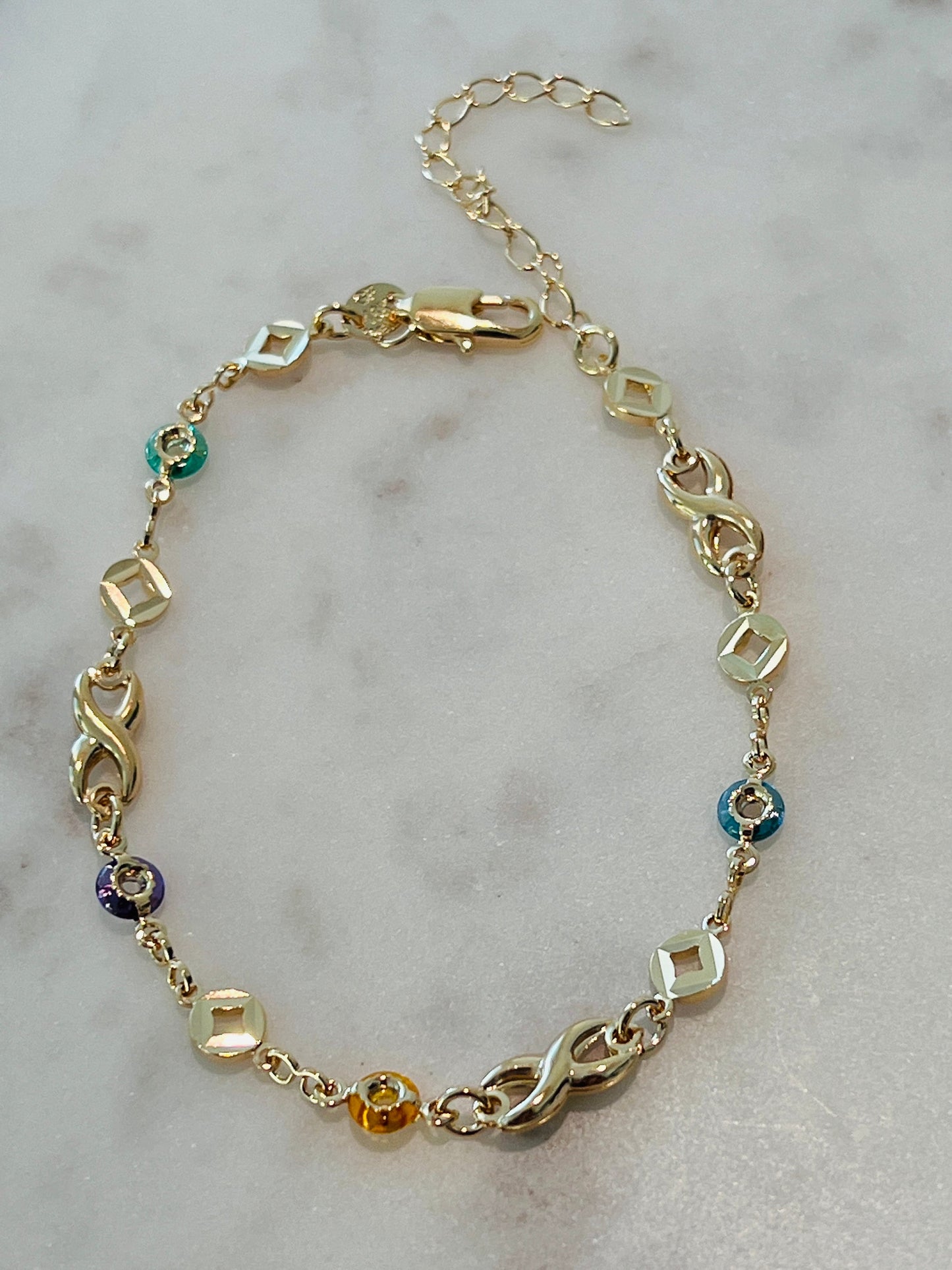 Gold Filled Gemstone Infinity Bracelet