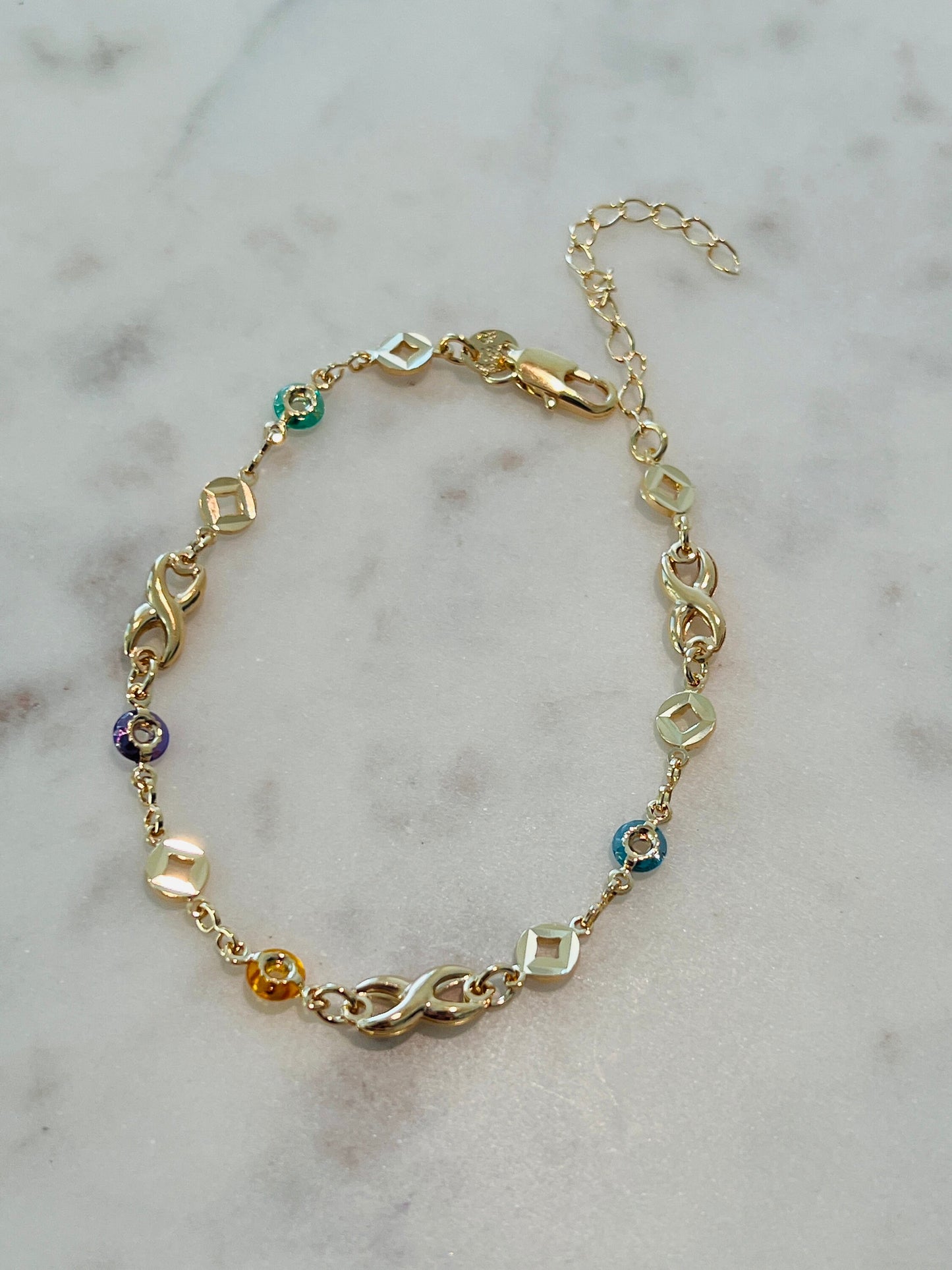 Gold Filled Gemstone Infinity Bracelet